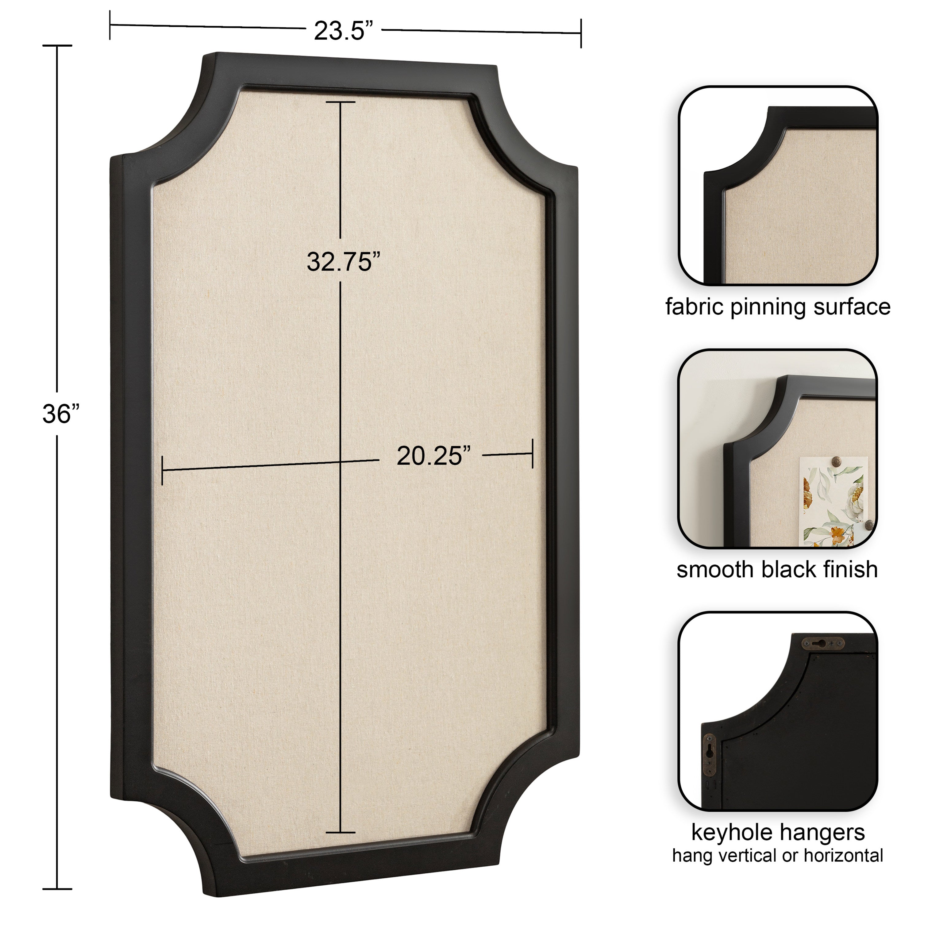 Hogan Framed Scalloped Decorative Wall Pinboard, Modern Farmhouse ...