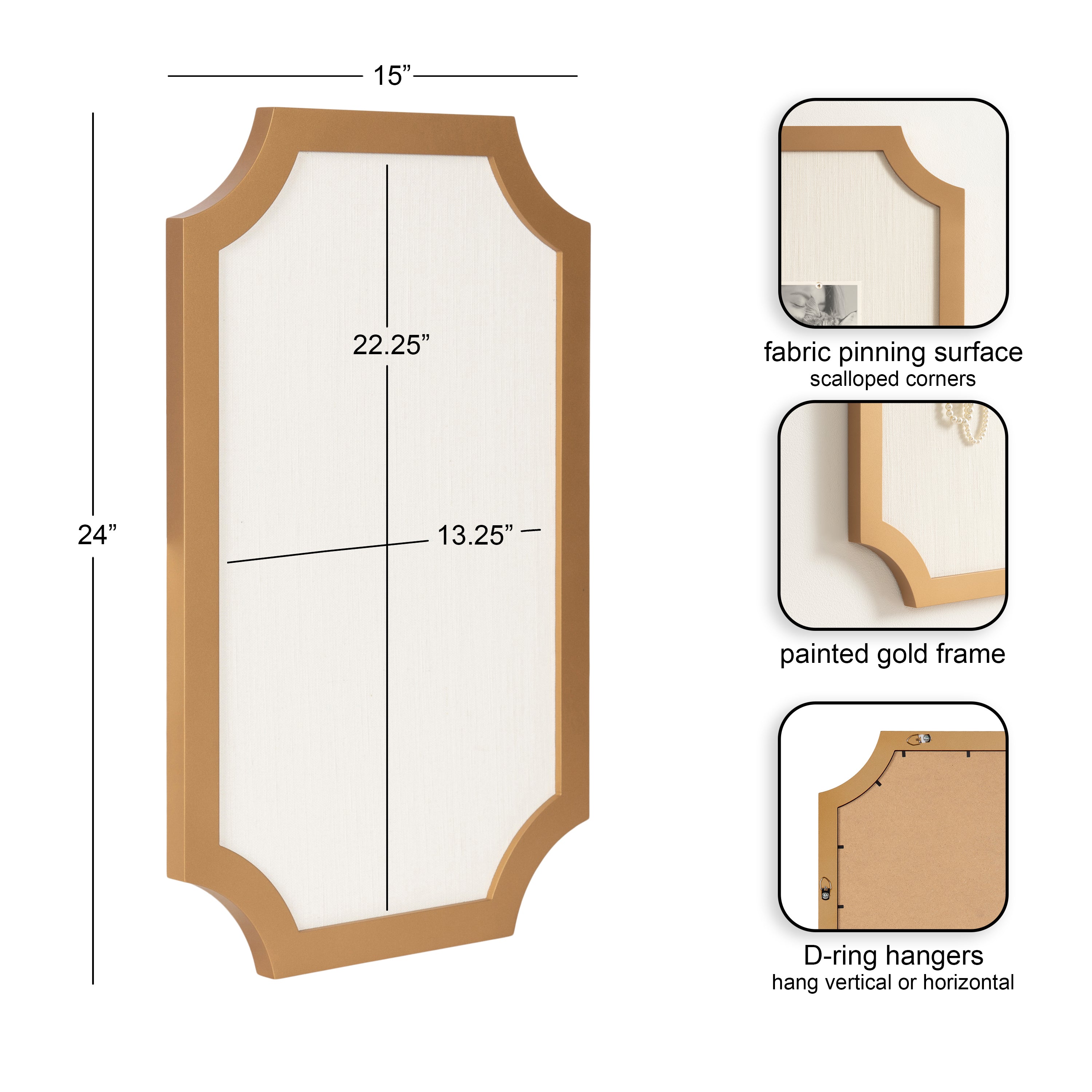 Holbrook Scalloped Rectangle Framed Pinboard