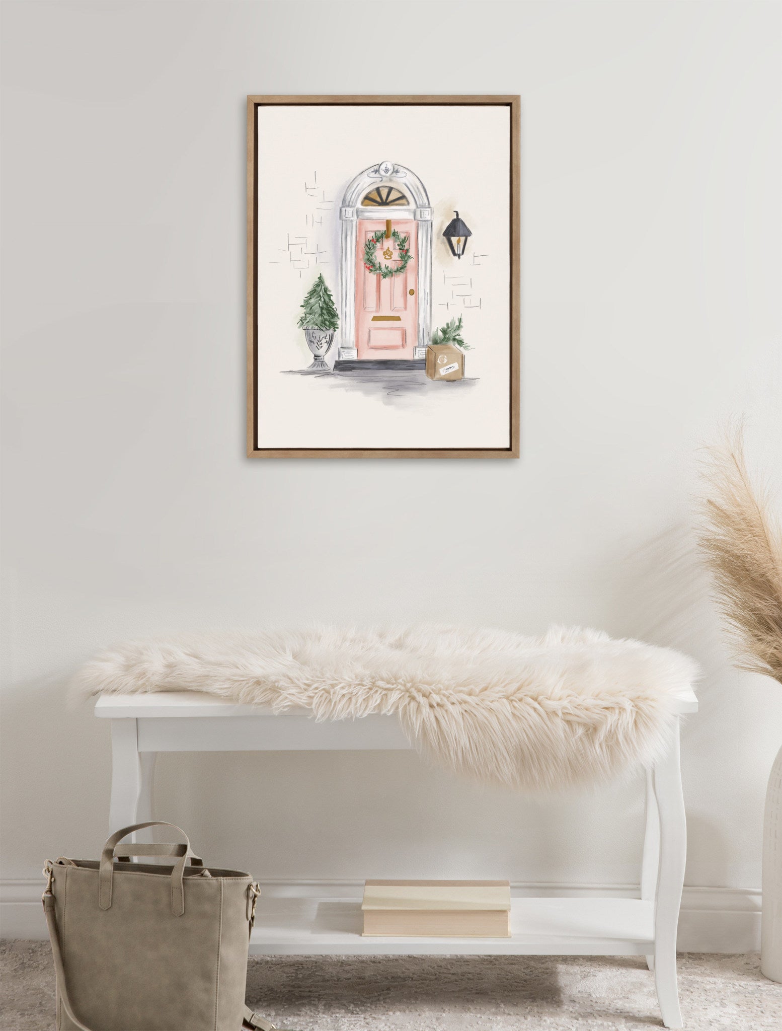Sylvie The Christmas Door Framed Canvas by Valerie McKeehan of Lily and Val