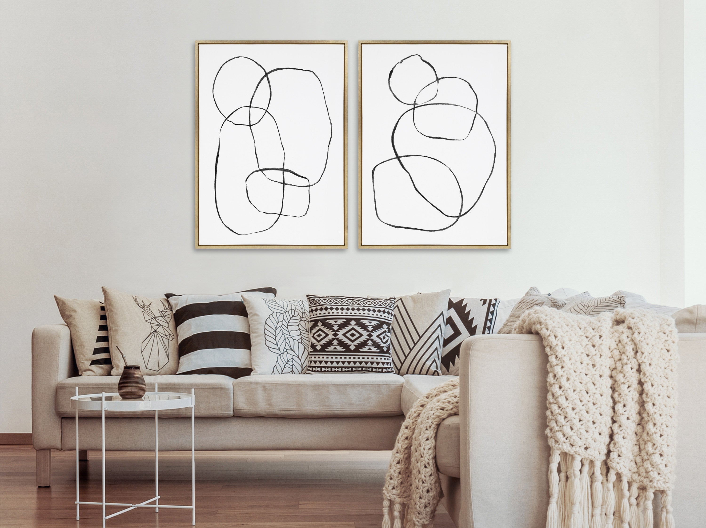 Sylvie Going in Circles Framed Textured Canvas Set by Teju Reval of SnazzyHues