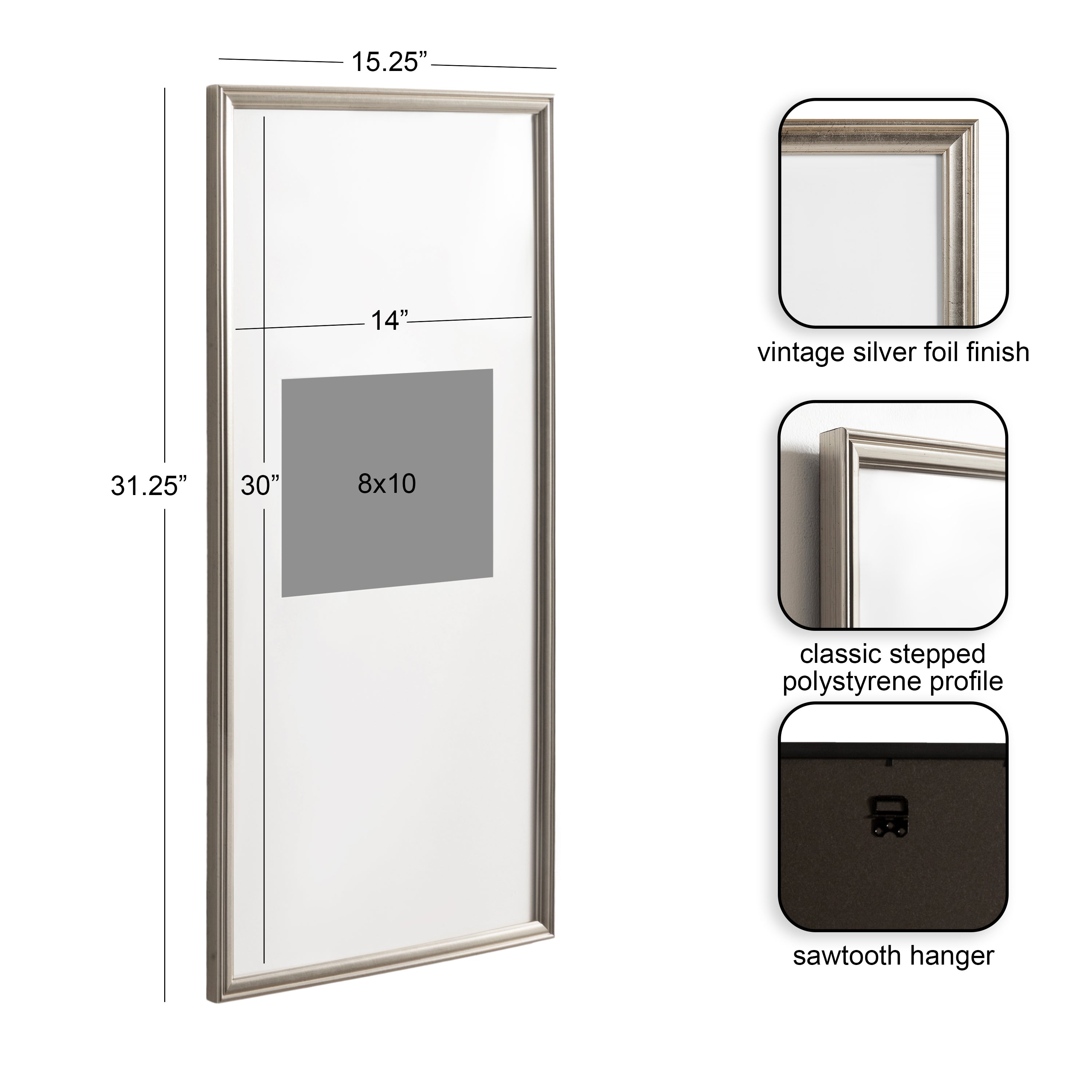 Wall Frame Silver 14x30 matted to 8x10 2