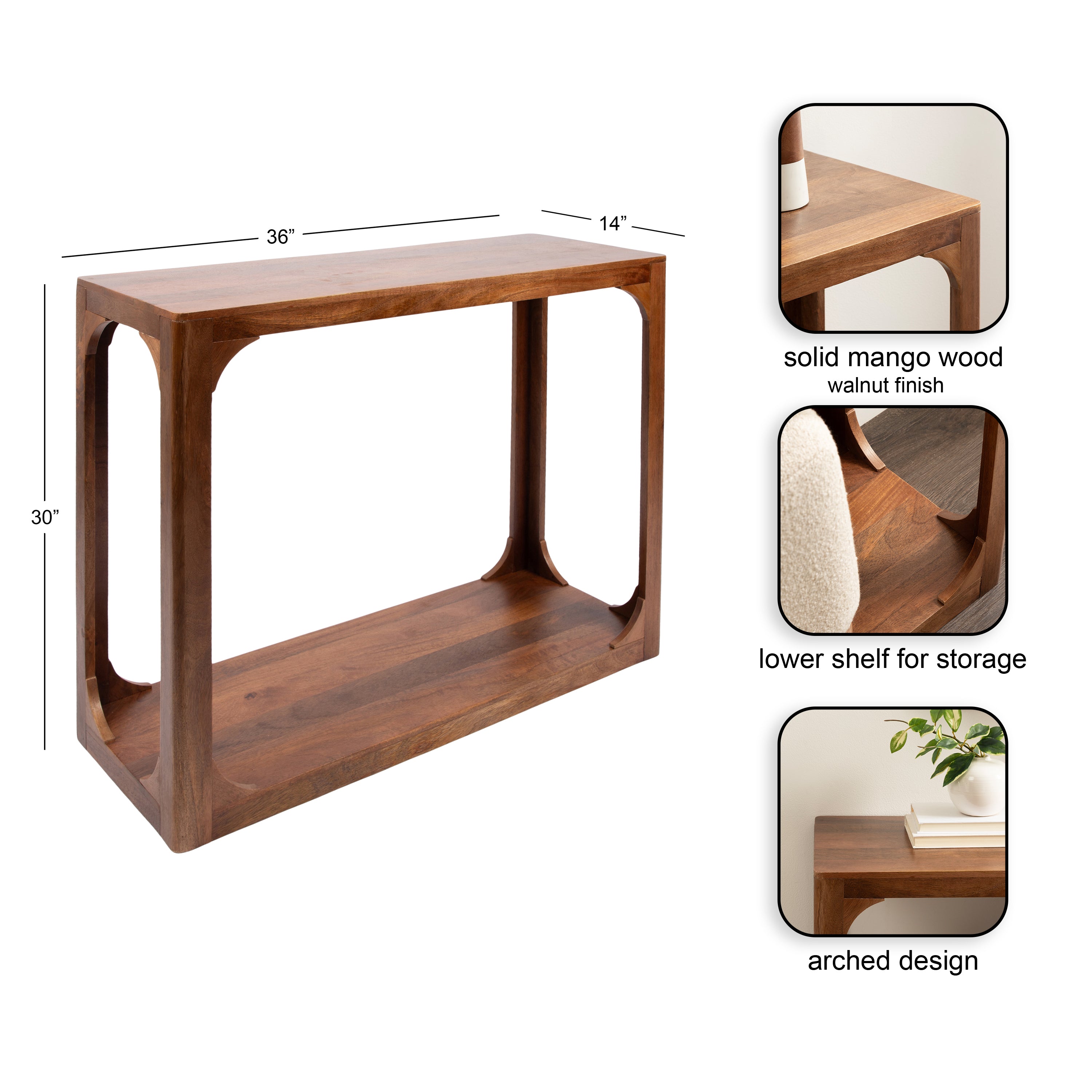 Console Table 36x14x30 Walnut Brown 2