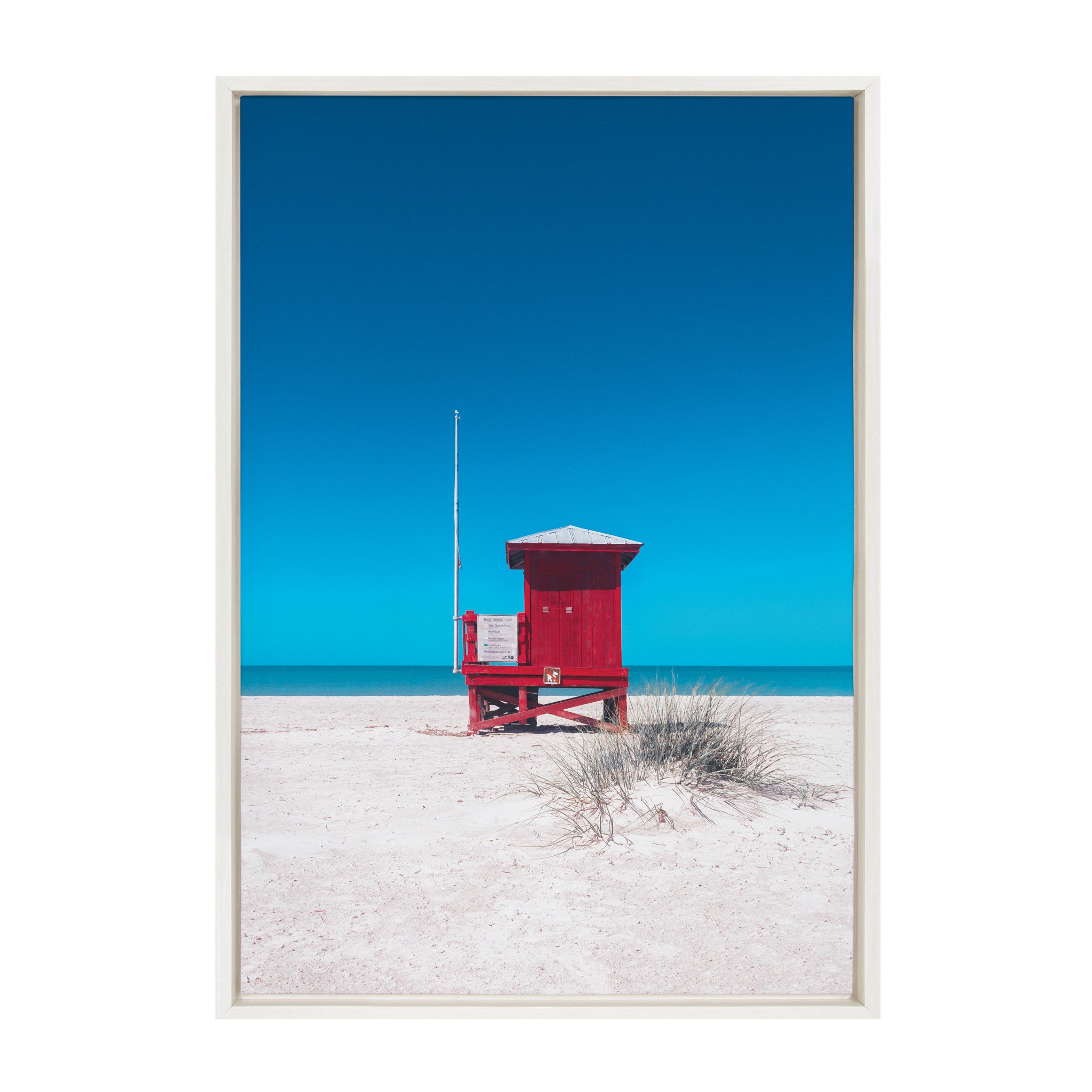 Sylvie Red Lifeguard Tower Sand Key Beach Framed Canvas by Stephanie Klatt