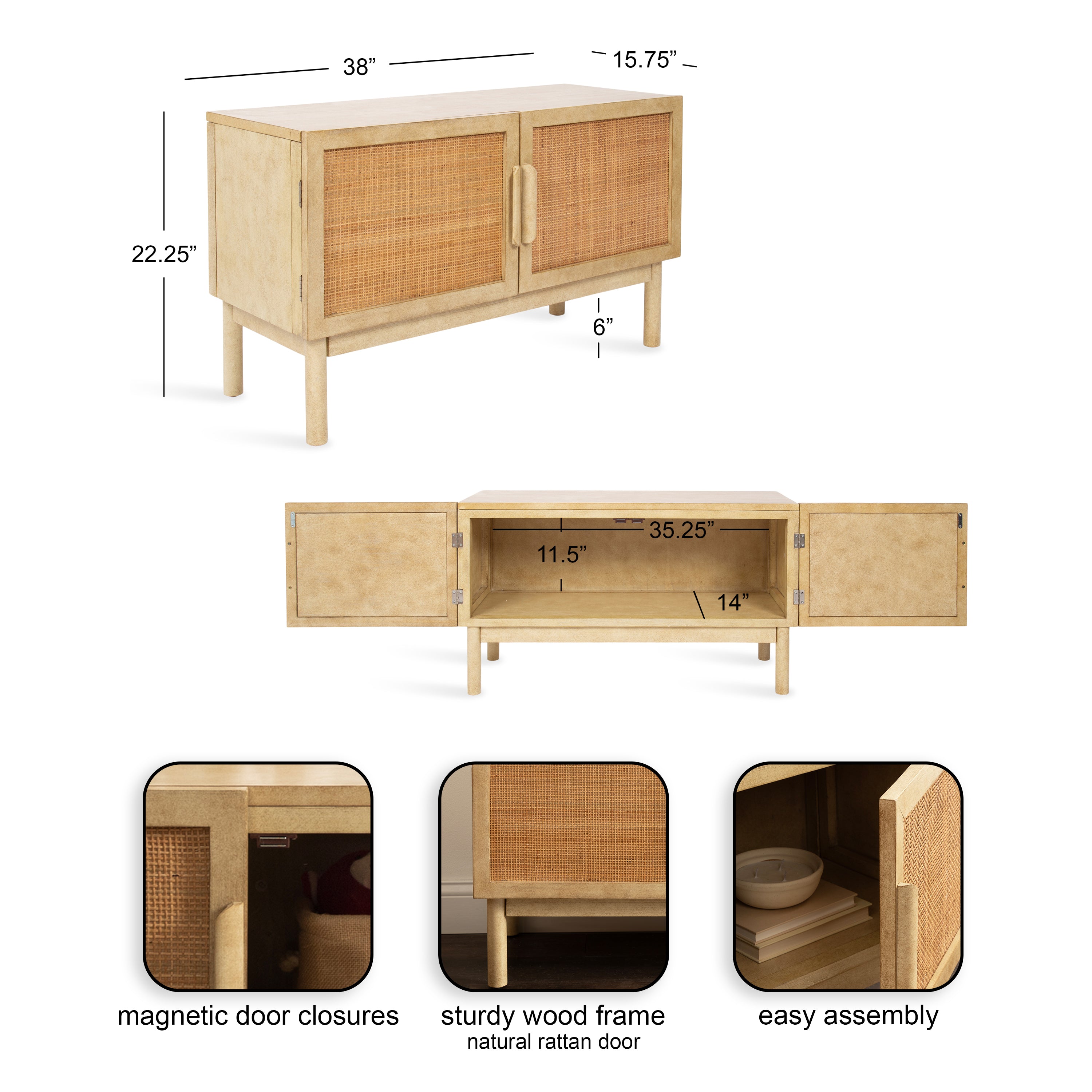 Ori Rattan Console Floor Cabinet