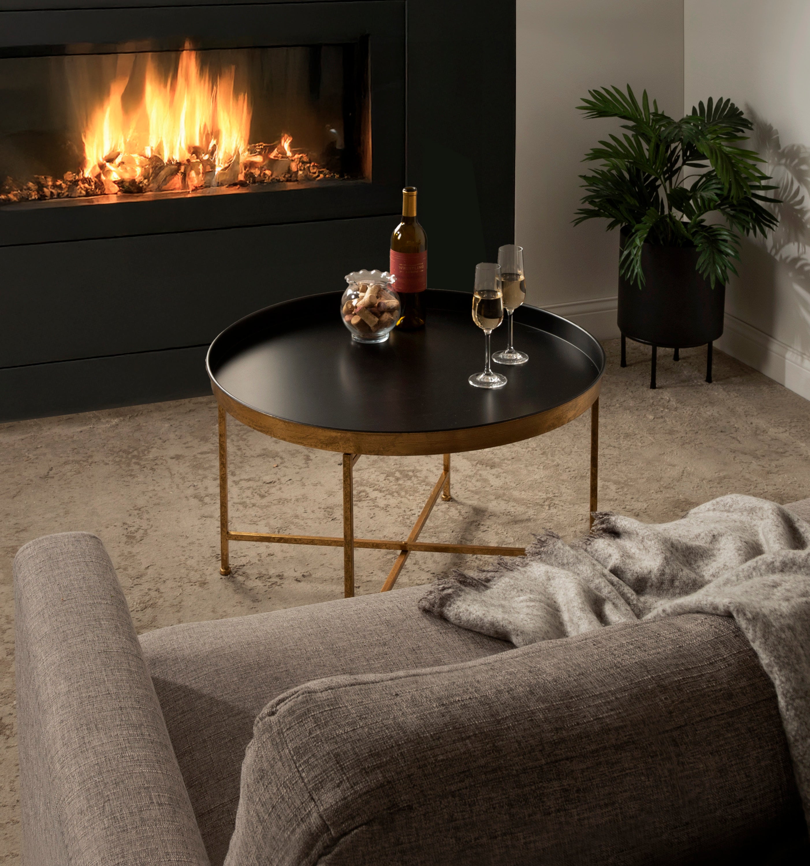 Coffee Table Black Gold 28.25x28.25x19 7