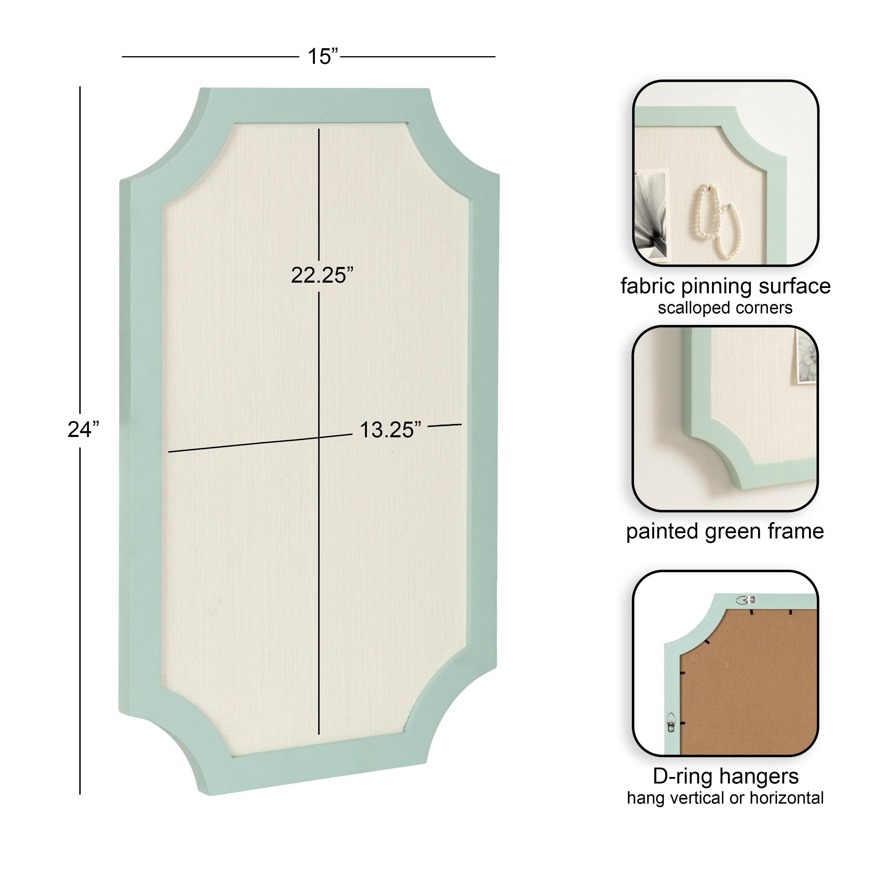 Holbrook Scalloped Rectangle Framed Pinboard
