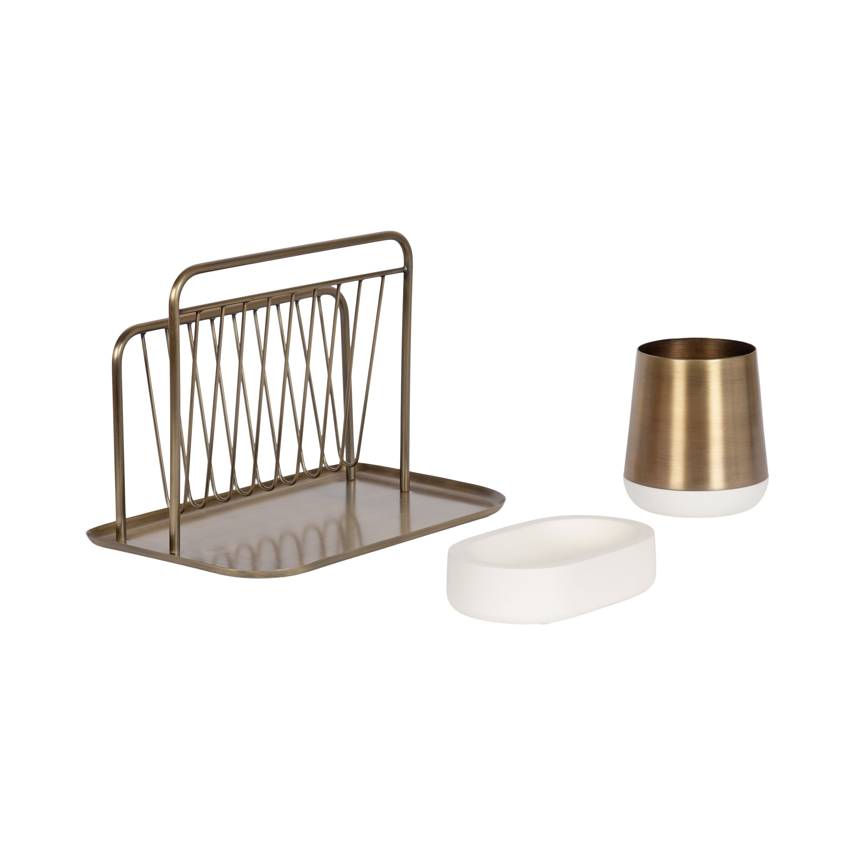 File Folder Organizer White Gold 3 Piece 5