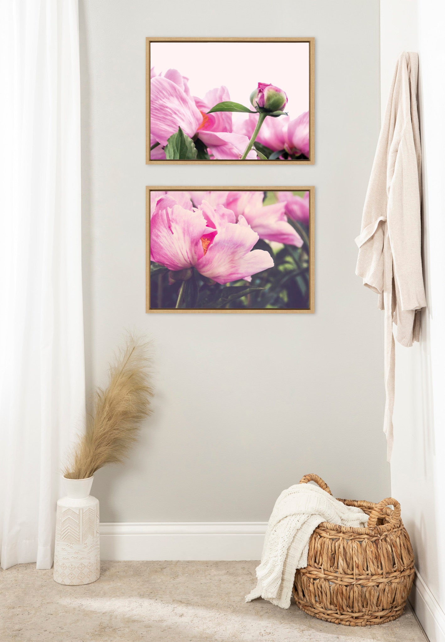 Sylvie Pink Peony Bud Framed Canvas by Stephanie Klatt