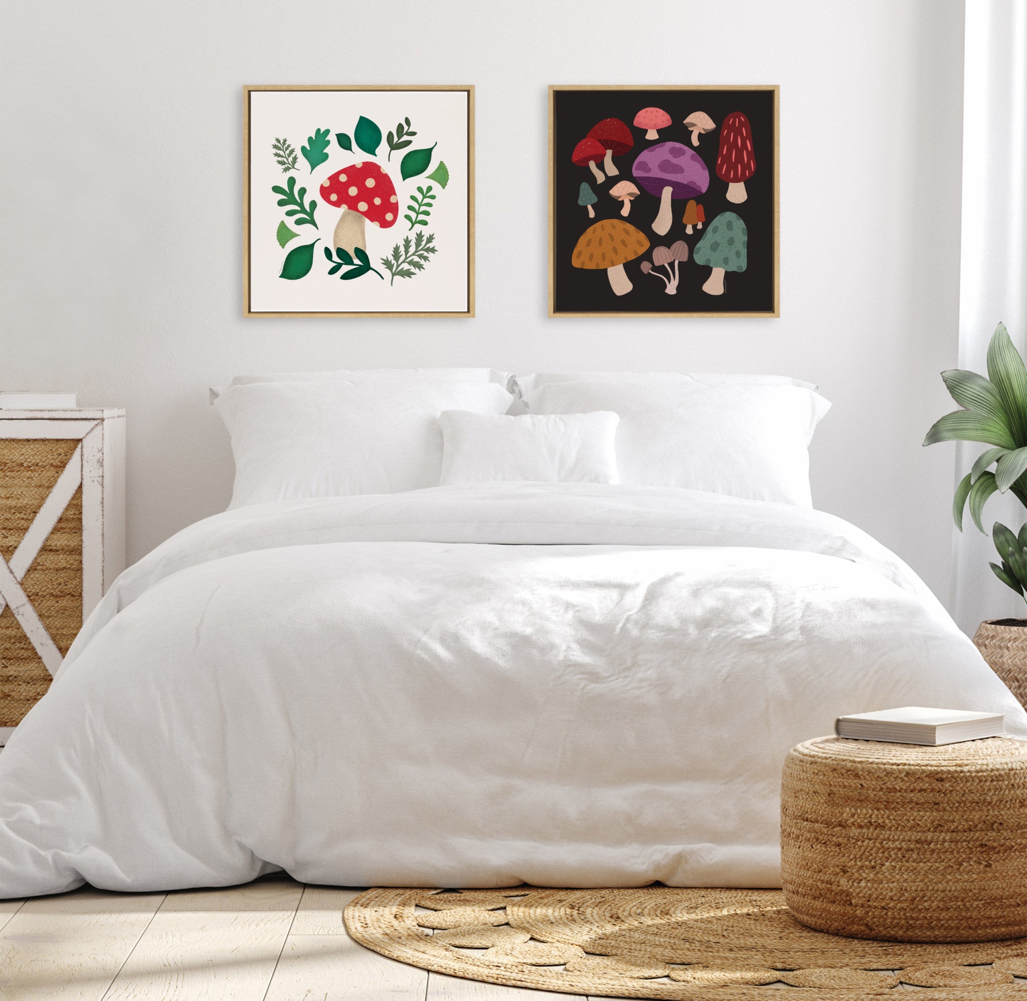 Sylvie Red Magic Mushrooms Framed Canvas by Carey Copeland