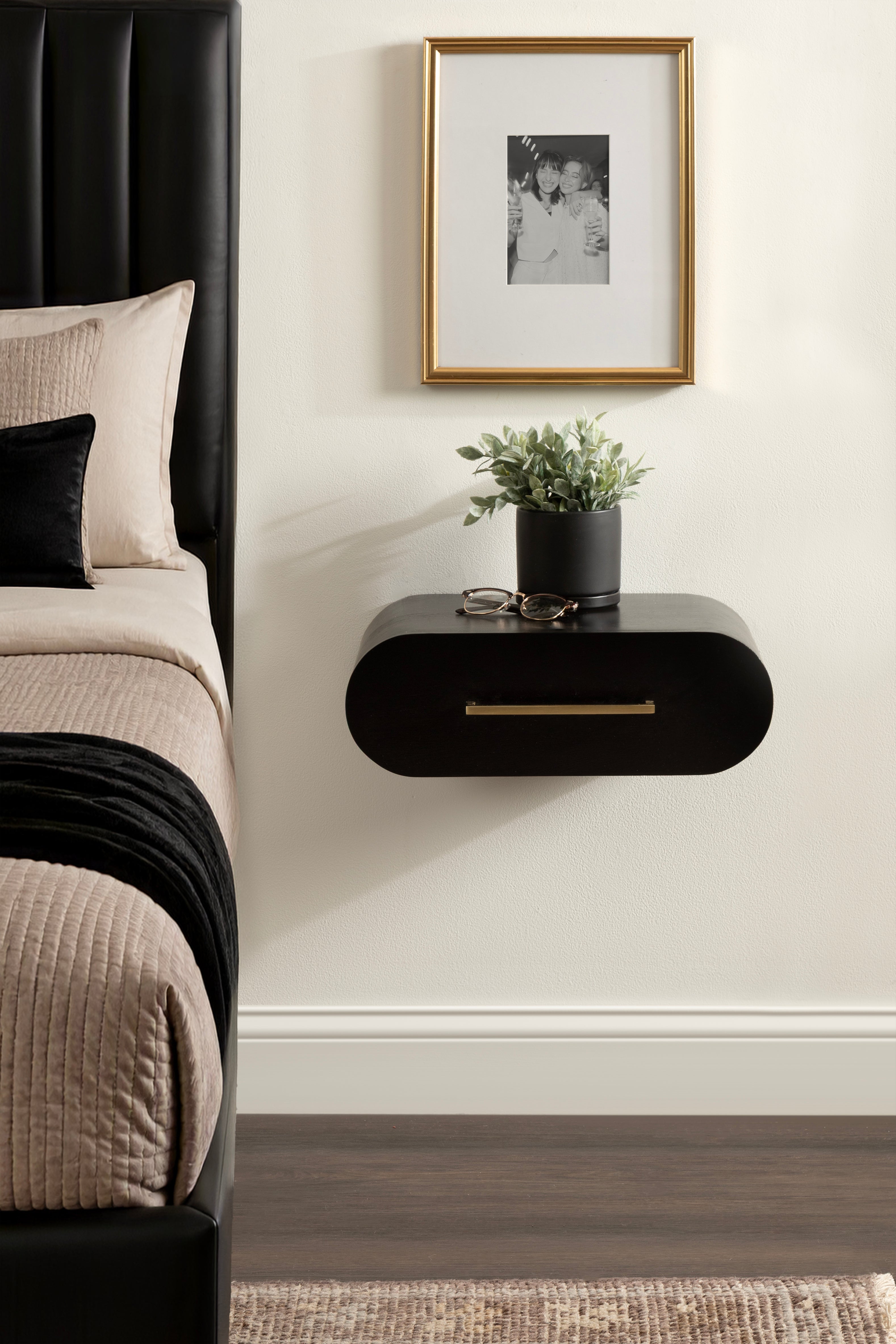 Floating Side Table Black Gold 18x14x6 7