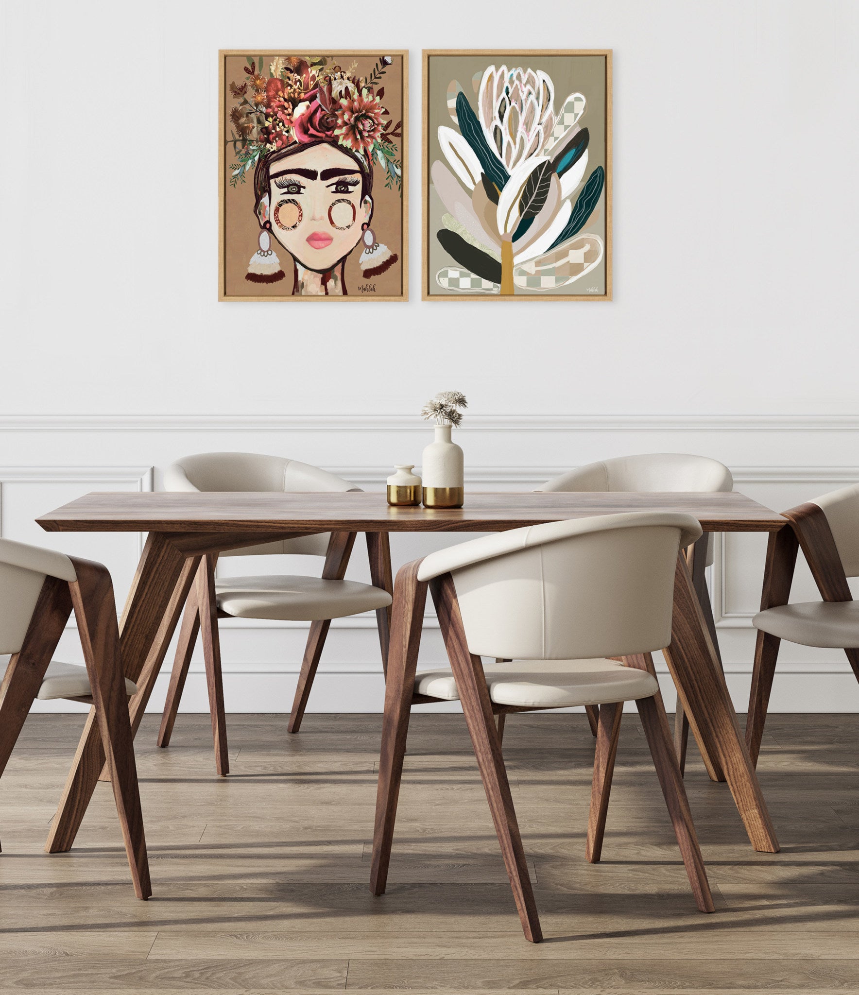 Sylvie Warm Frida Framed Canvas by Inkheart Designs