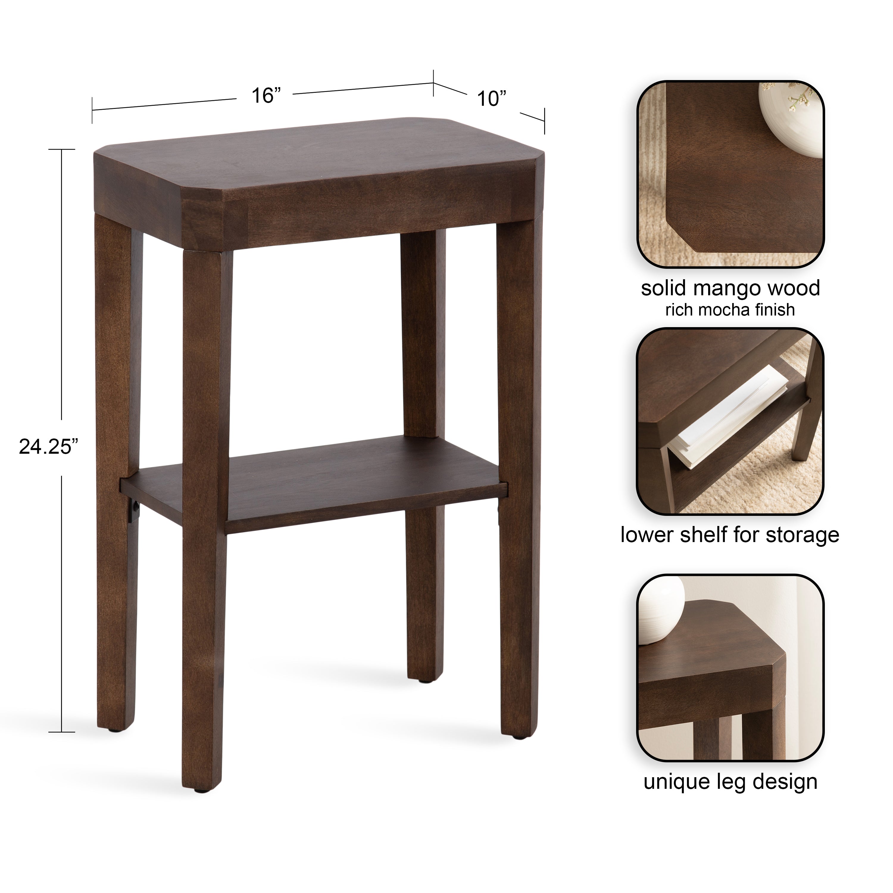 Side Table Dark Brown 16x10x25 2