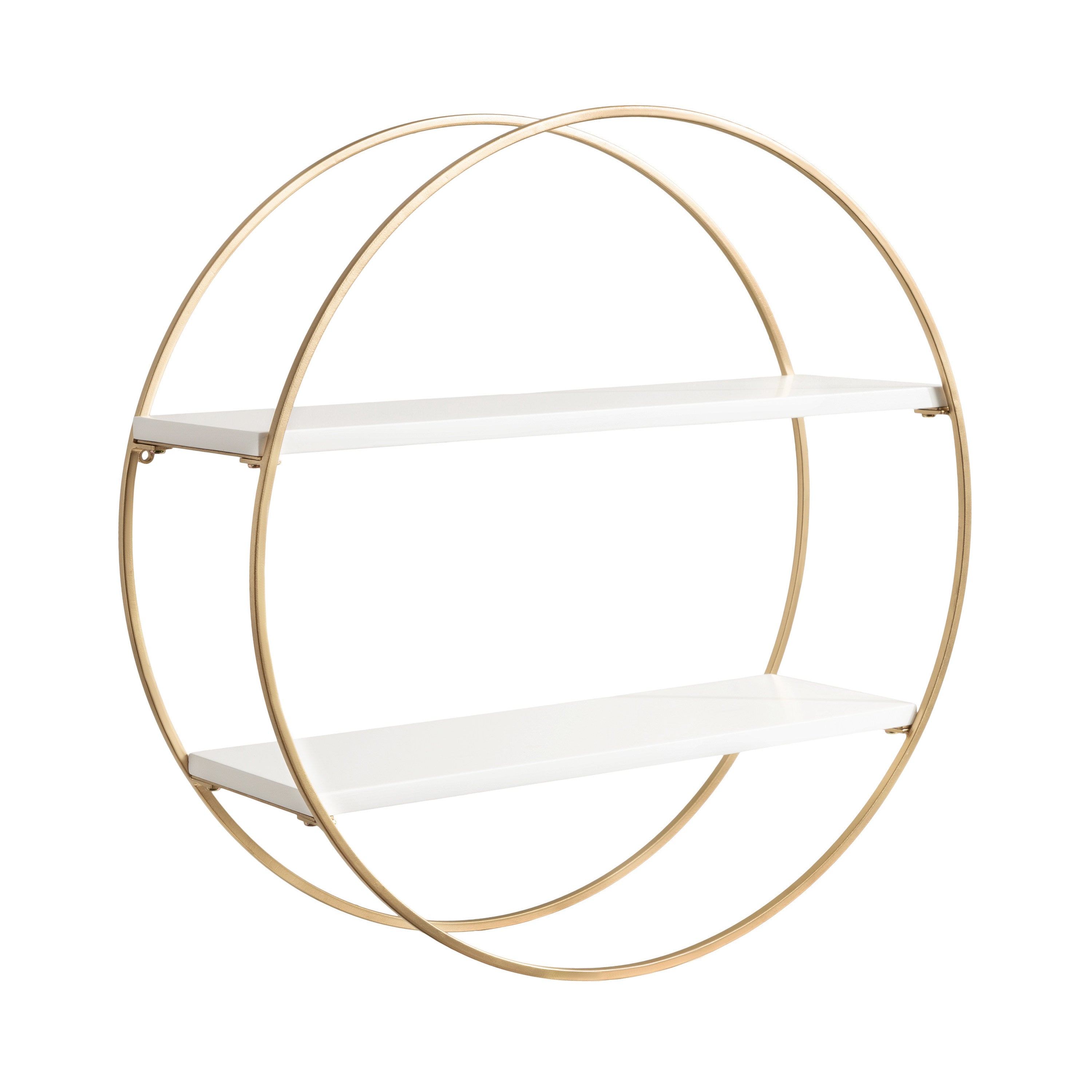 Sequoia Wood and Metal Round Wall Shelf