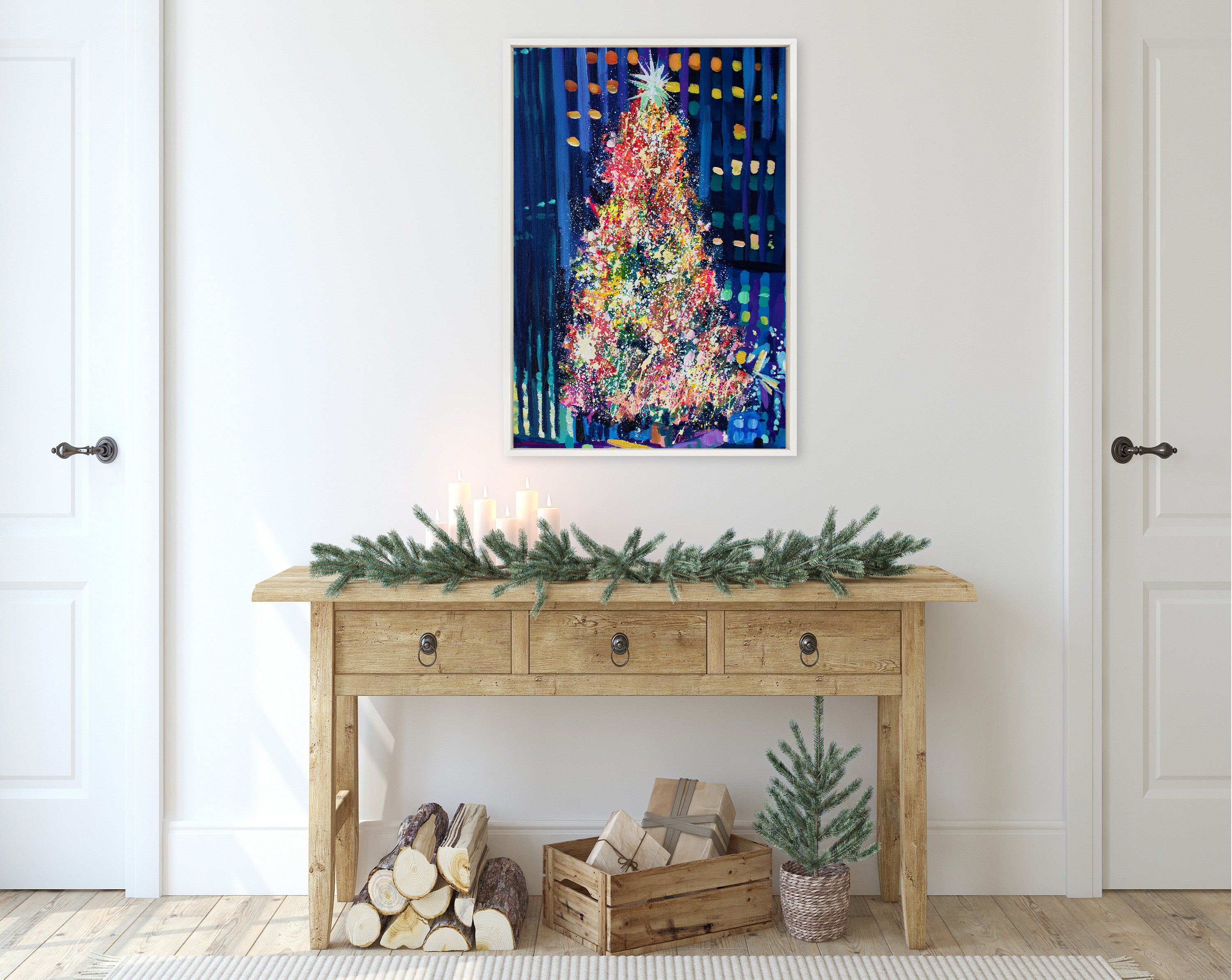 Sylvie Rockefeller Center Tree Framed Canvas by Rachel Christopoulos