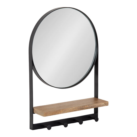 Chadwin Round Mirror with Shelf and Hooks