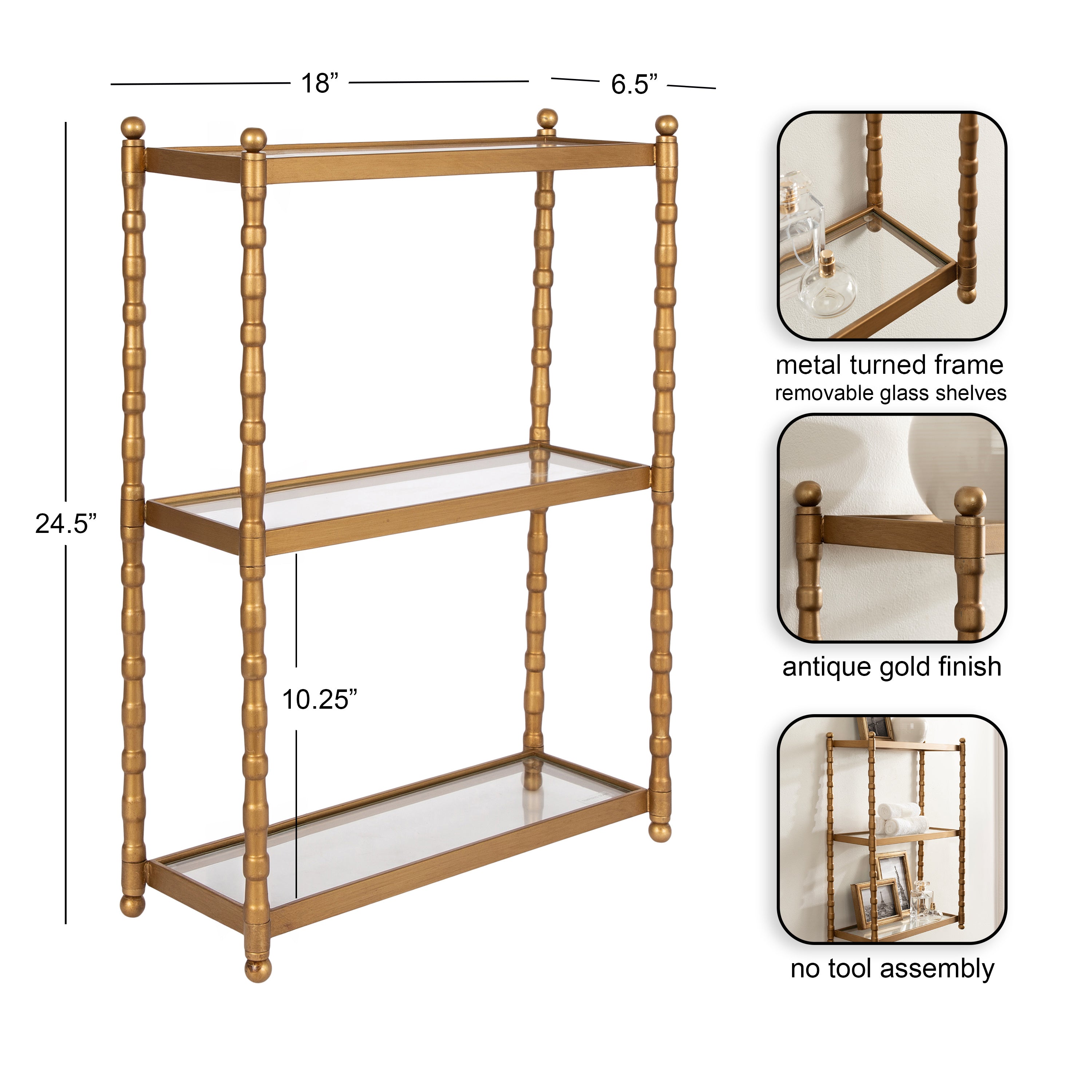 Accent Shelf 18x7x25 Gold 2