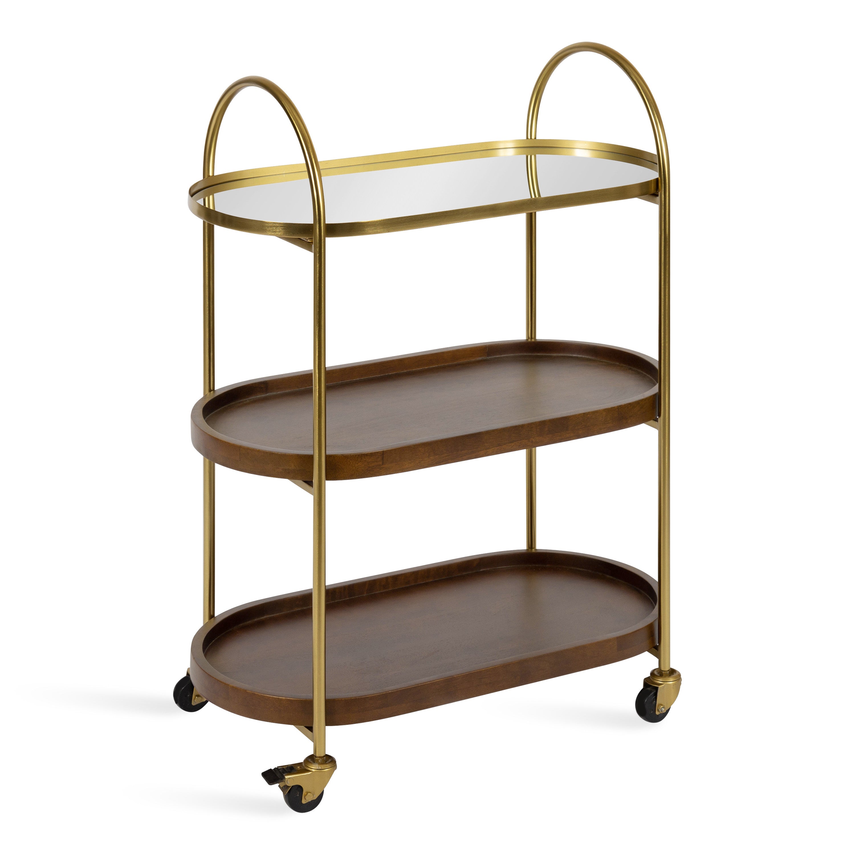 Bar Cart Walnut Brown Gold 26x13x36 1
