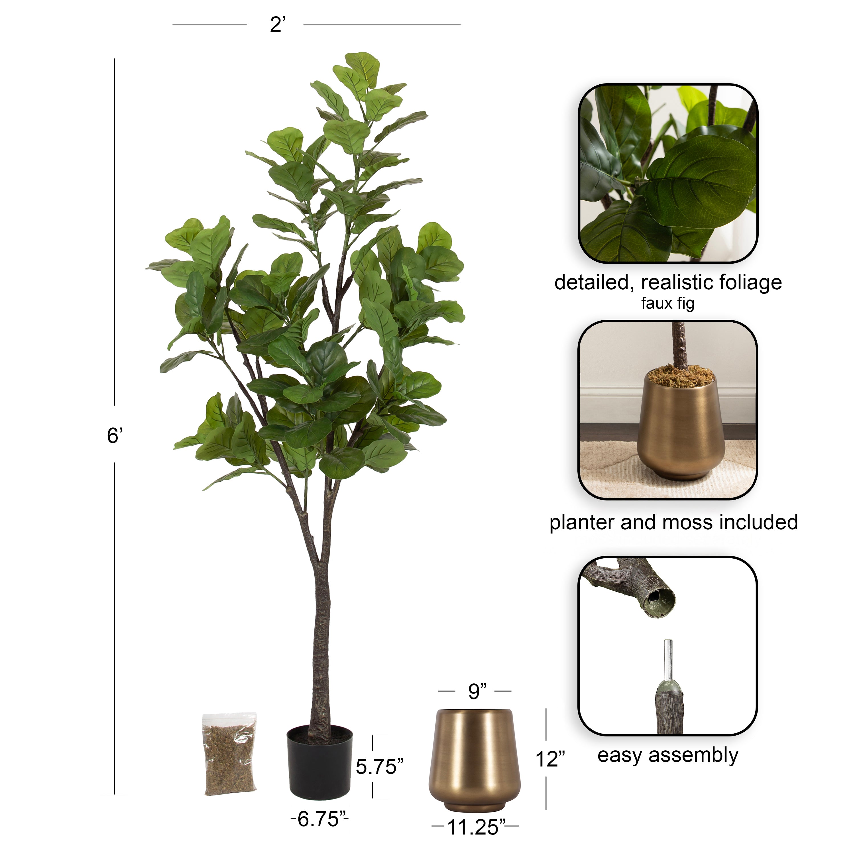 Faux Tree Gold 6' 2