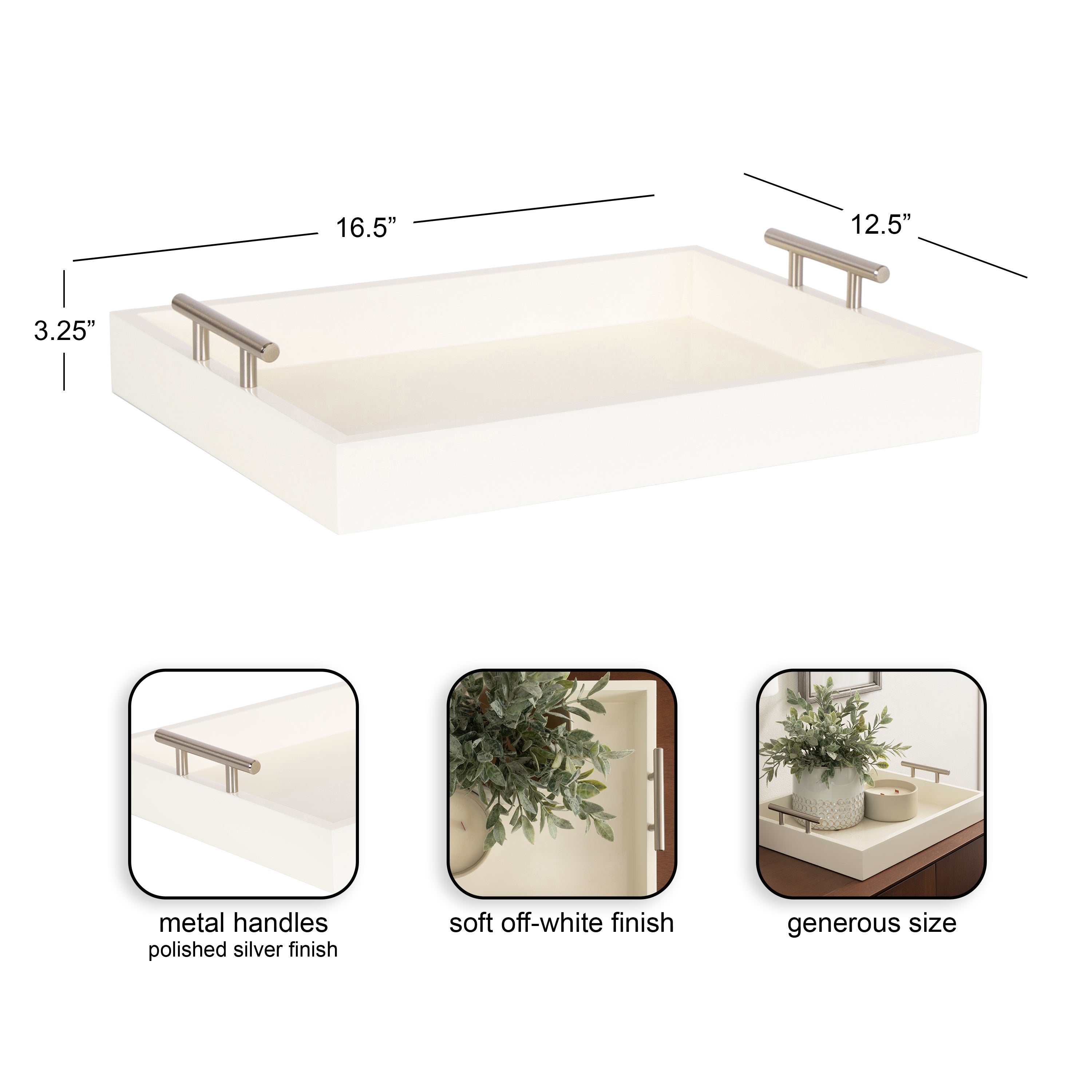 Single Tray 17x13 Ivory Silver 2