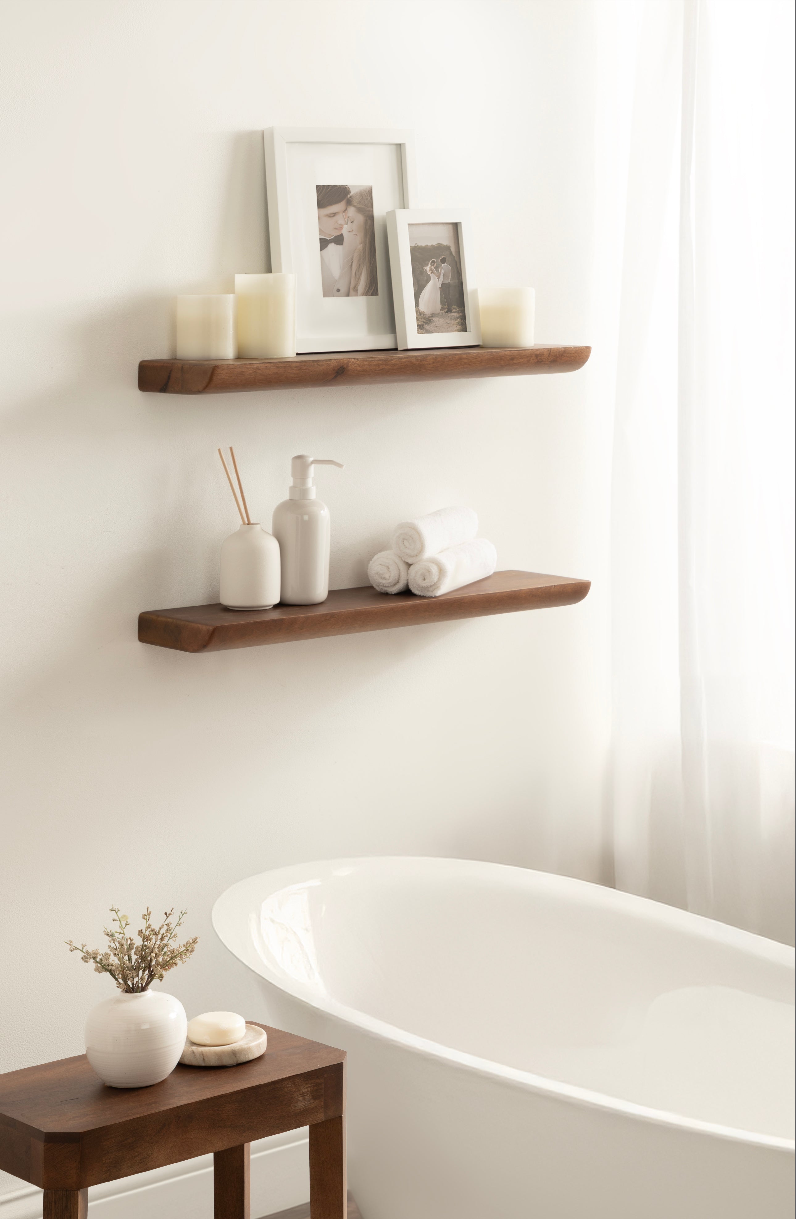 Floating Shelf Walnut Brown 2 Piece 24 Inch 7