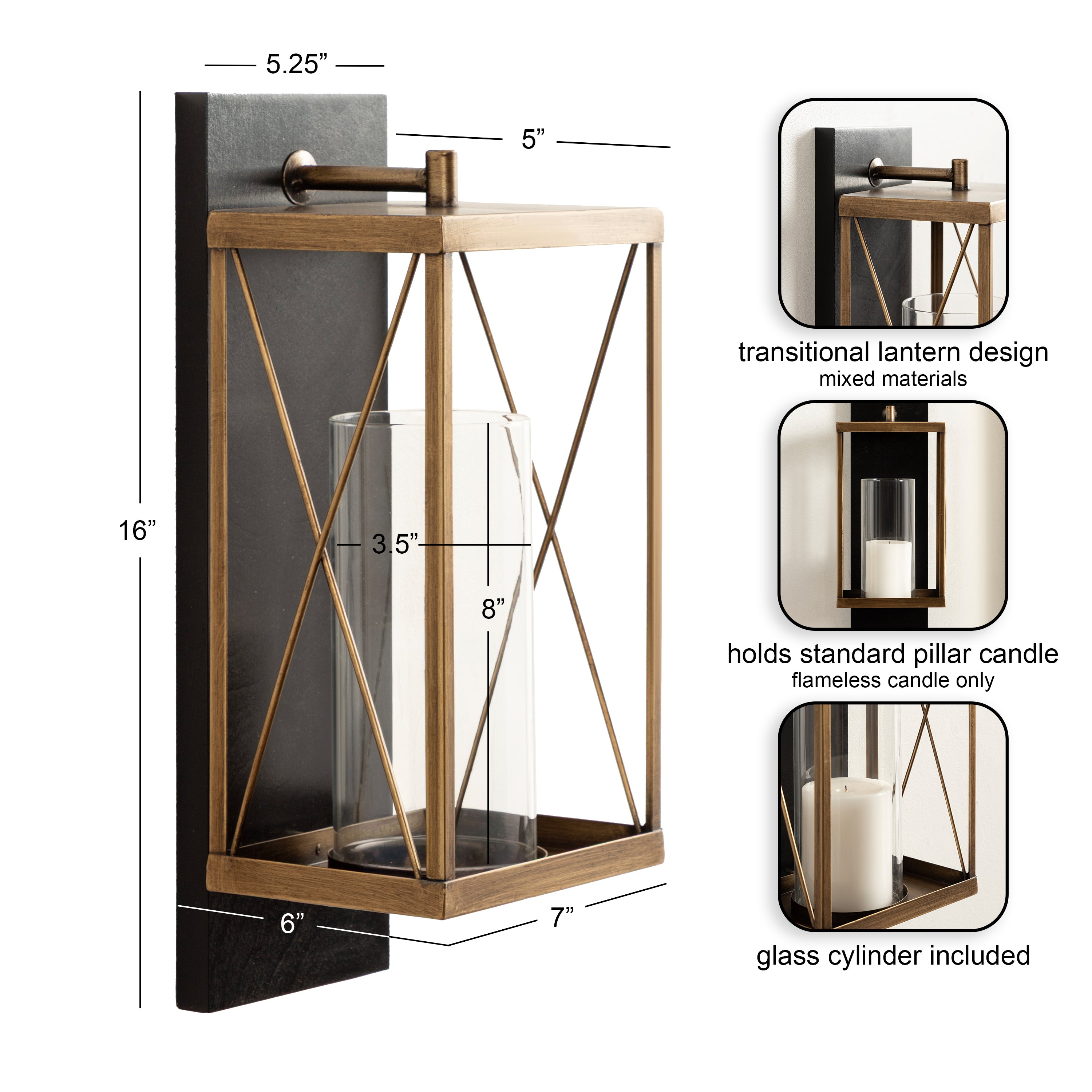 Wall Sconce 7x6x16 Black 2