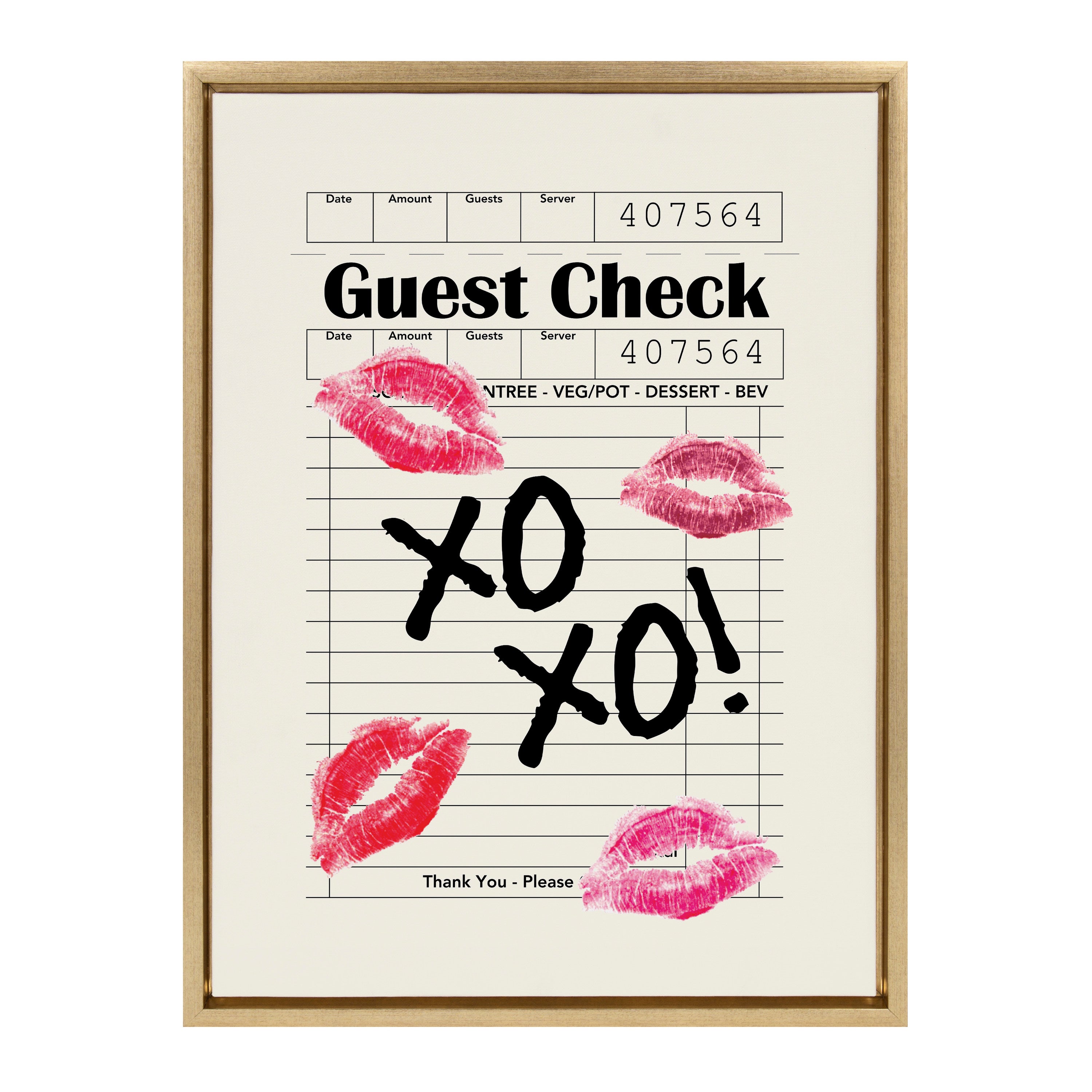 Sylvie XOXO Kisses Guest Check Framed Canvas by Alli Standefer