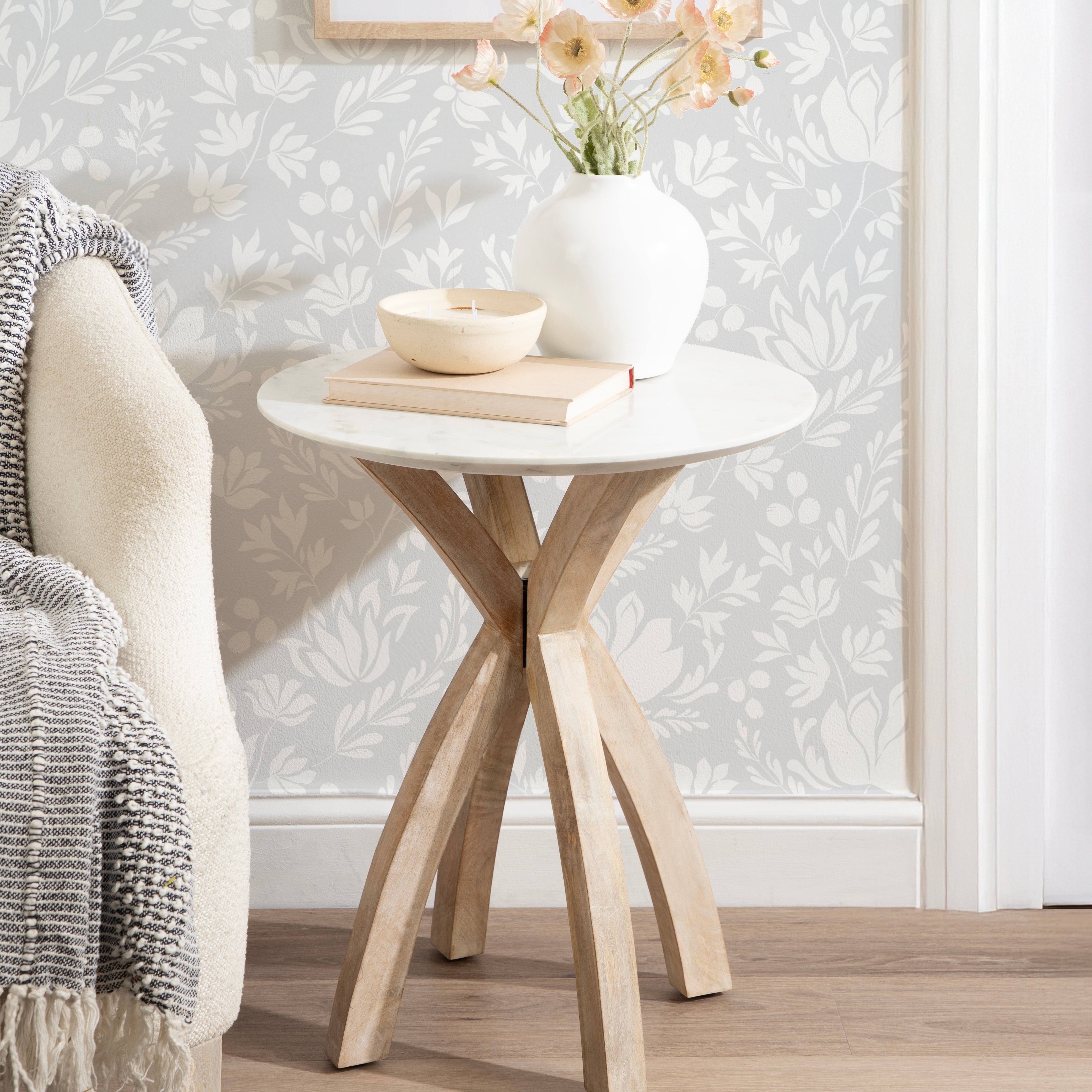 Side Table 20x20x24 White Natural 7