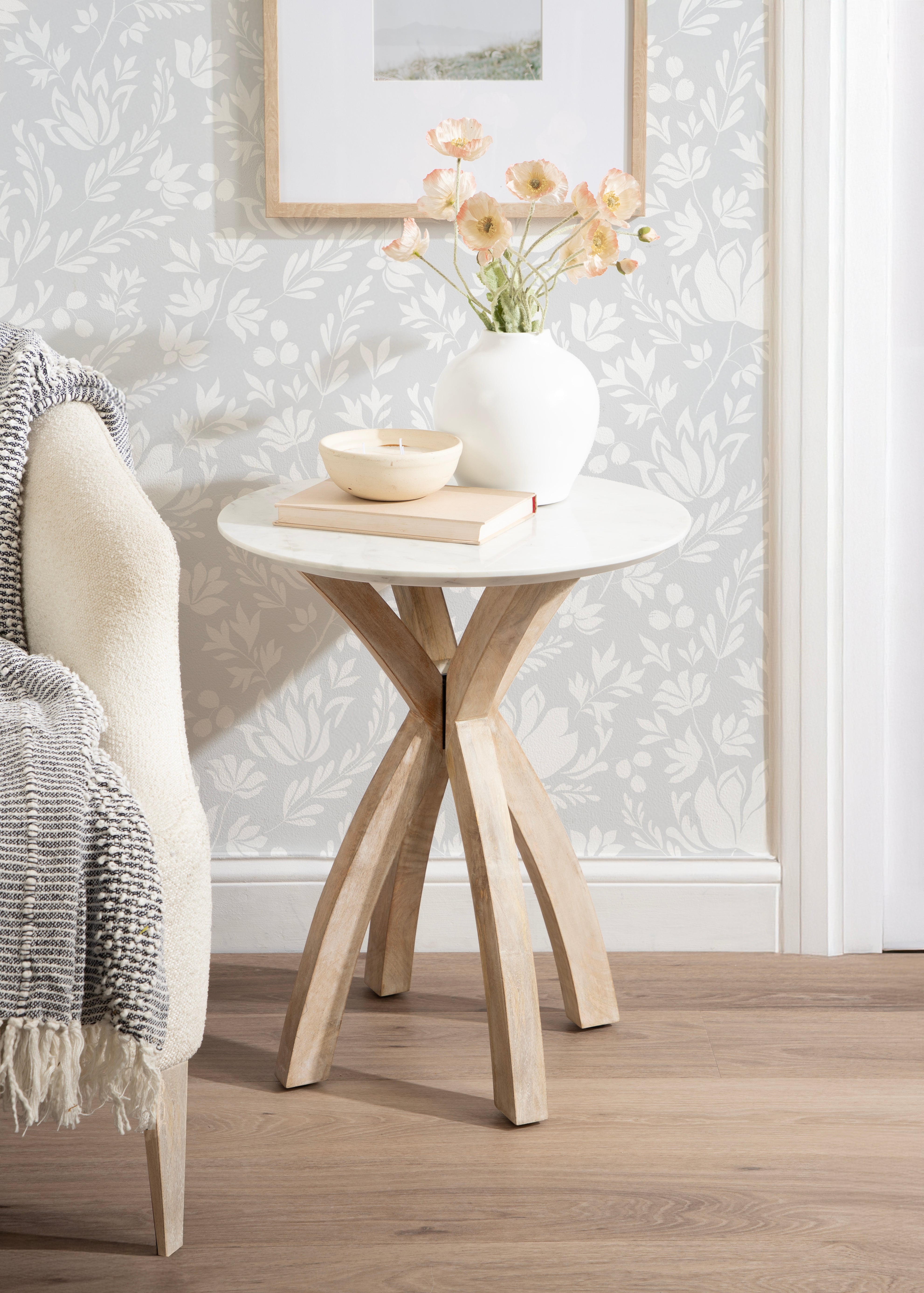 Side Table 20x20x24 White Natural 7