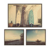 Sylvie House on Beach, Surfboards and Surfers Framed Canvas Art Set by Saint and Sailor Studios