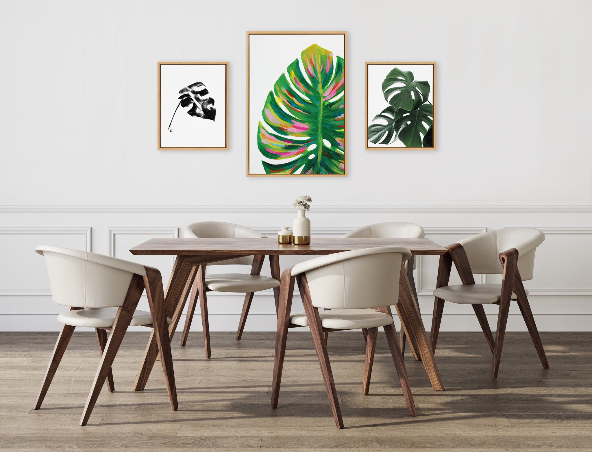 Sylvie EV Monstera, 582 Monstera and Monstera Leaves Framed Canvas Art Set by Various Artists