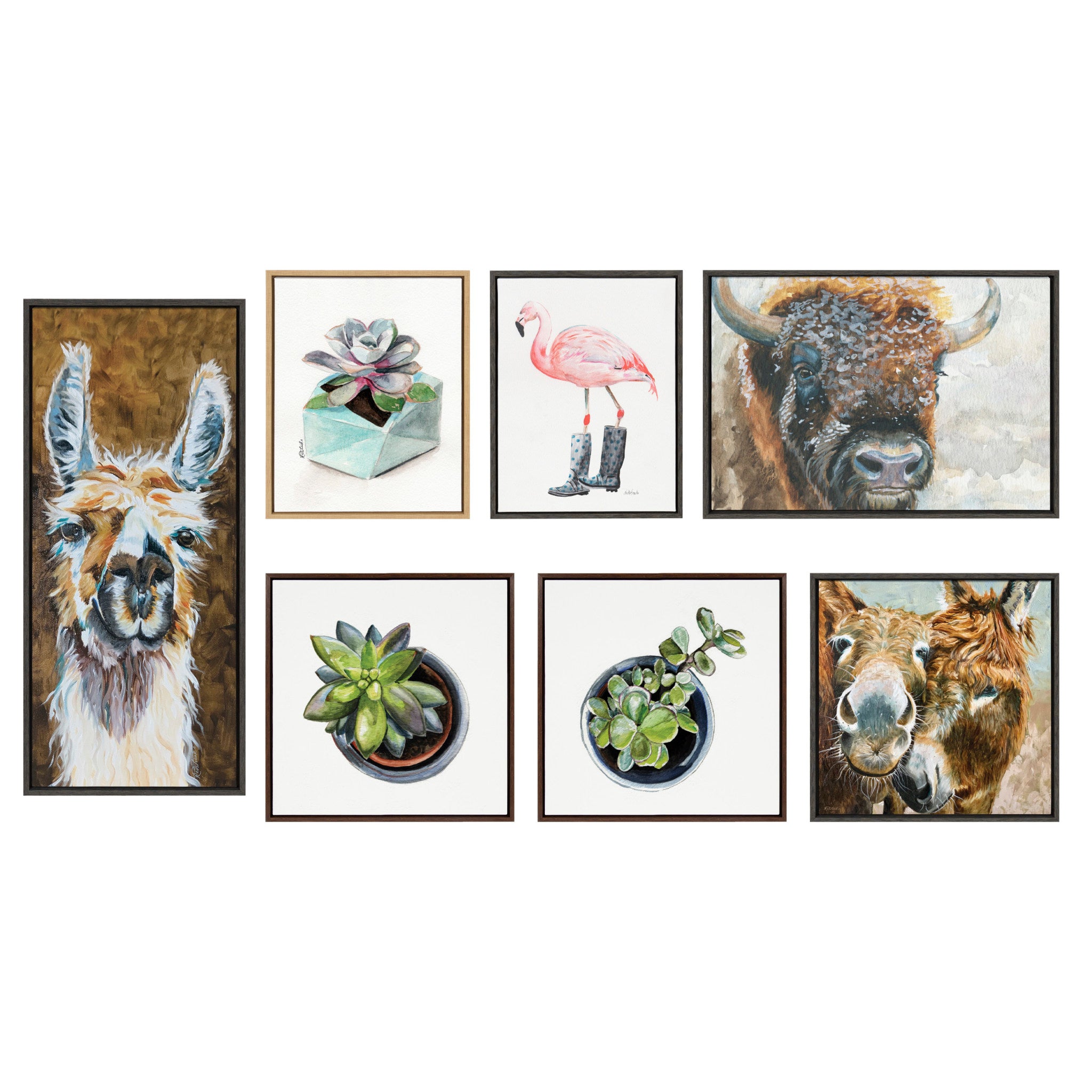 Sylvie Donkey BFFs Framed Canvas by Jennifer Redstreake Geary of Redstreake Fine Art