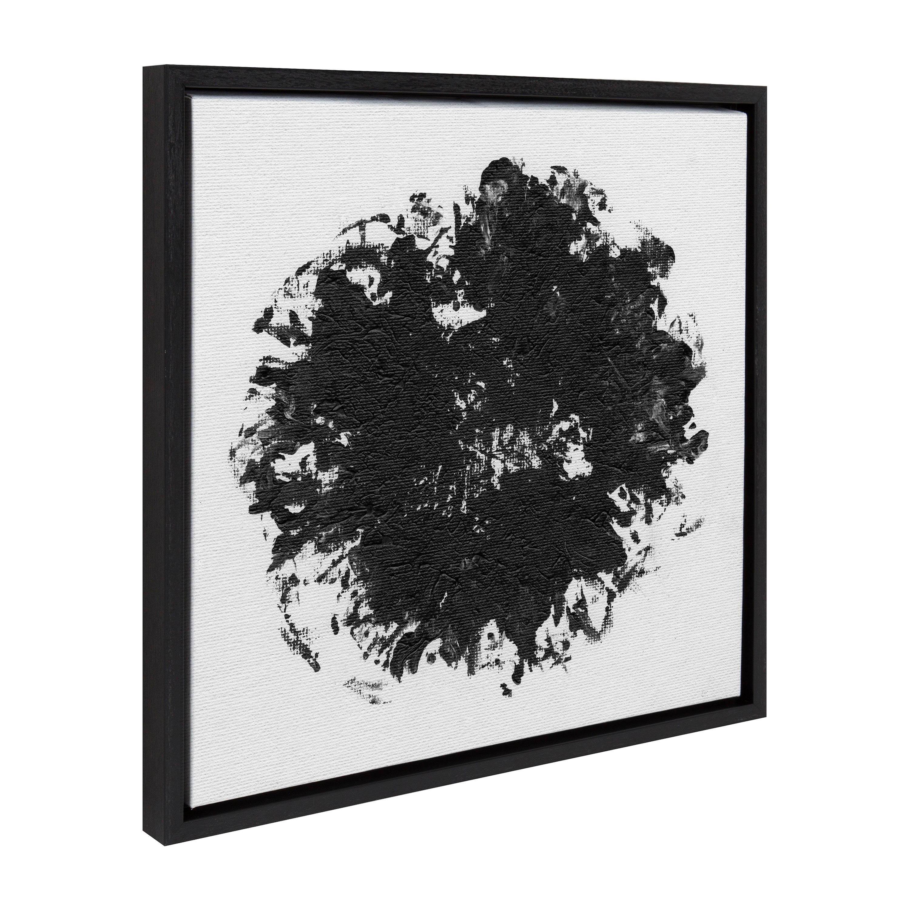 Sylvie Abstract Round Black and White BW Framed Canvas by Mentoring Positives