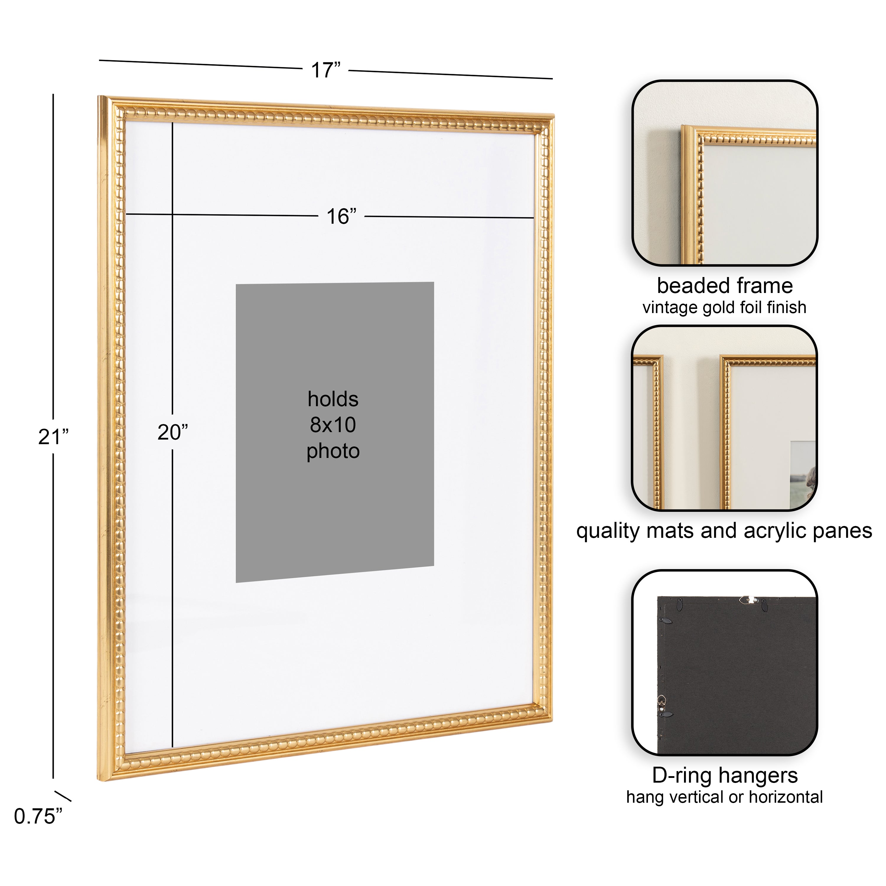 Wall Frame Gold 16x20 matted to 8x10 2