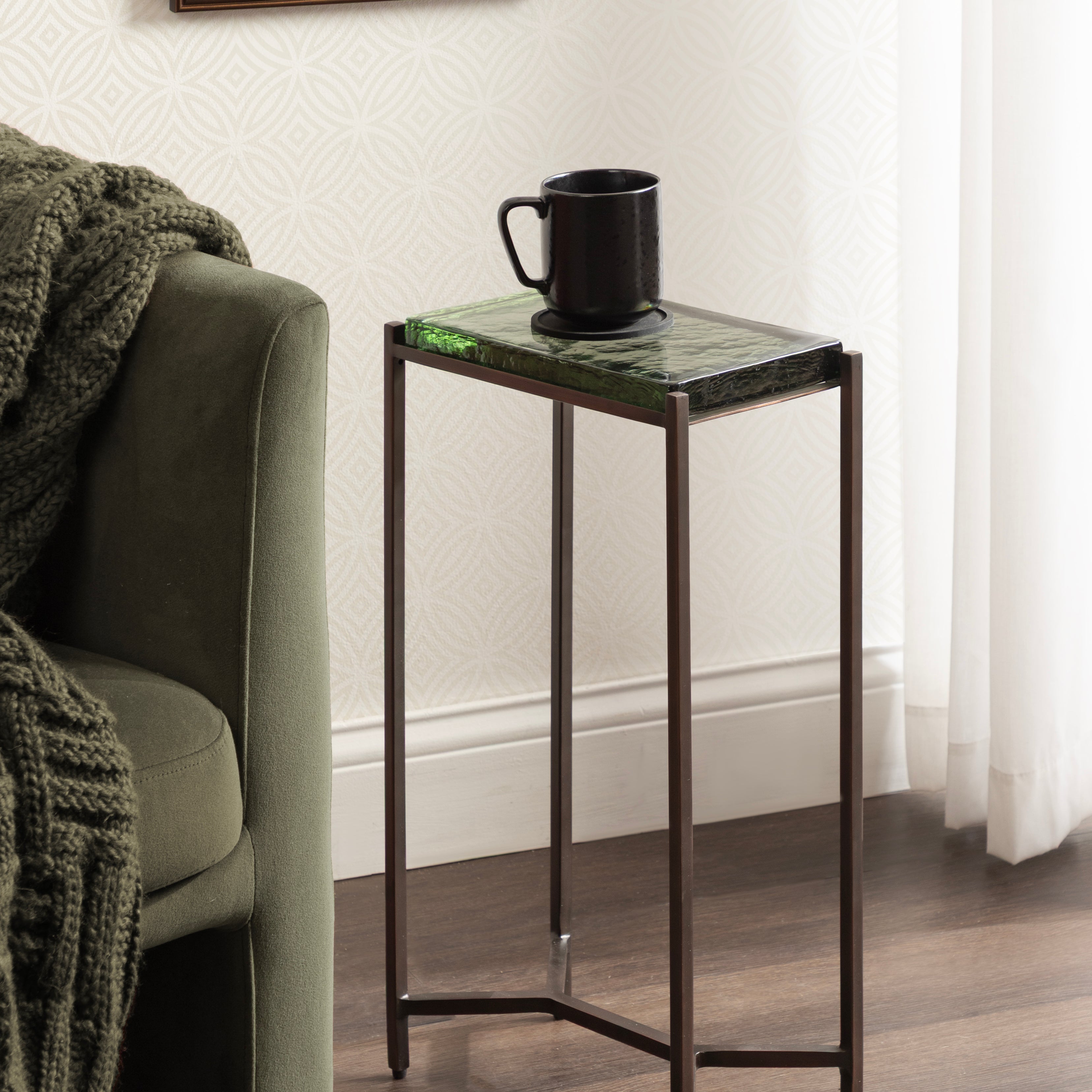 Side Table 12x7x22 Green Bronze 6