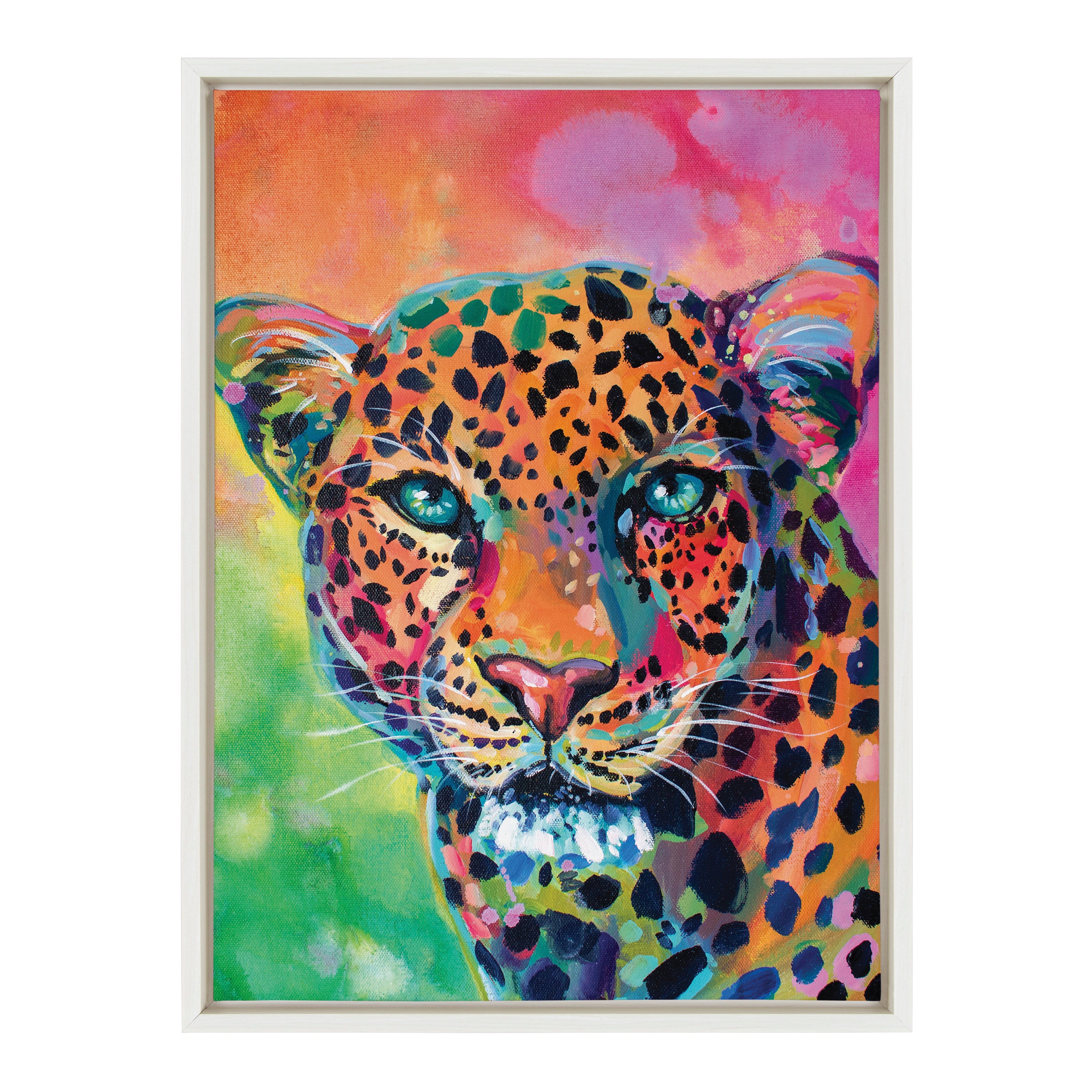 Sylvie Leopard Magic Framed Canvas by Rachel Christopoulos
