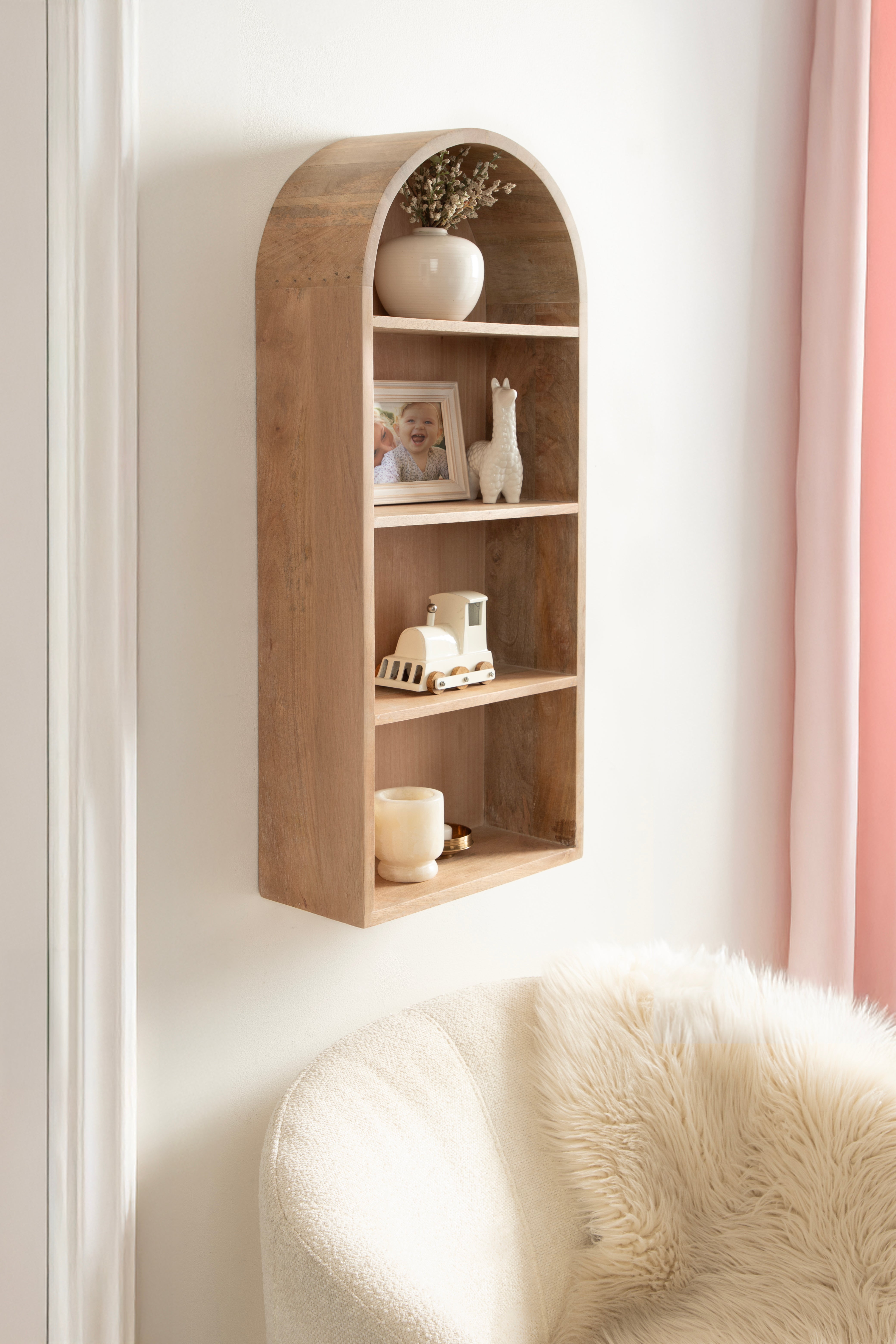 Accent Shelf Natural Beige 14x6x33 7