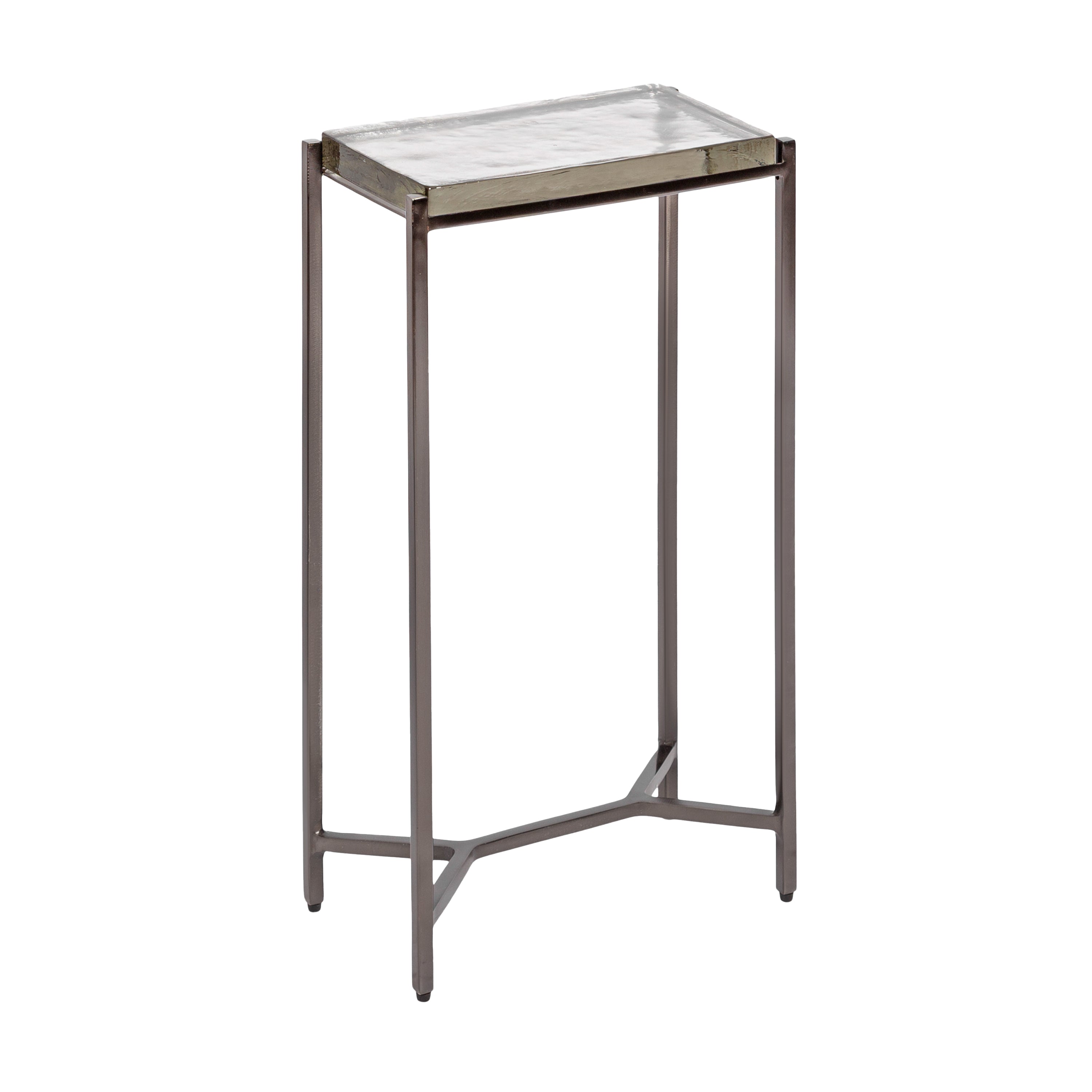Side Table 12x7x22 Clear Pewter 1