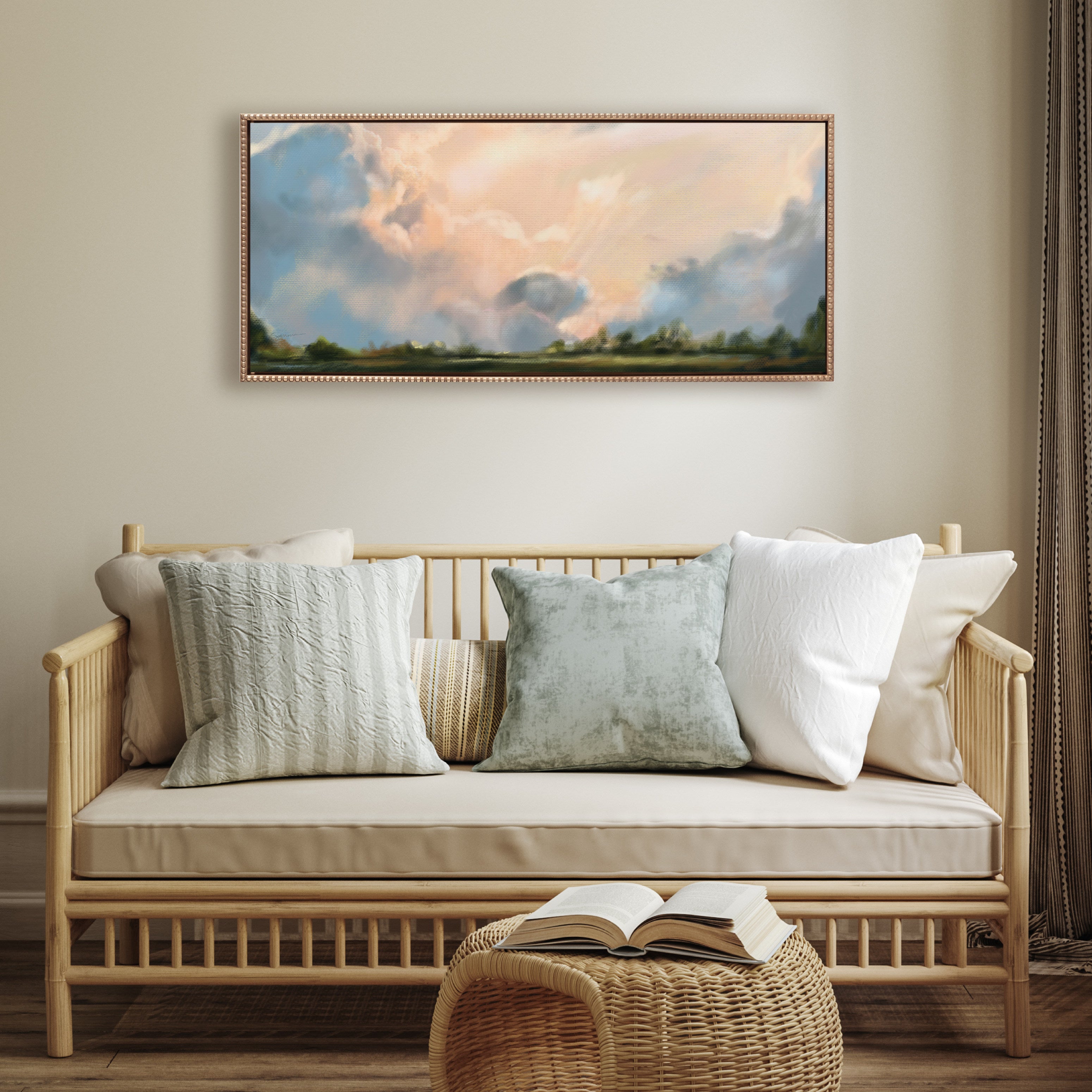 Sylvie Beaded Clouds Framed Canvas by Mary Sparrow