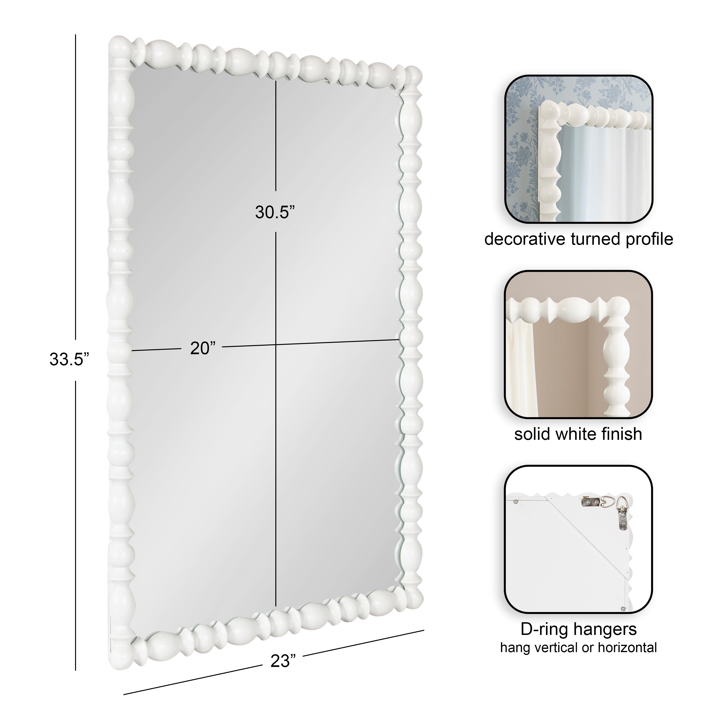 Rectangle Mirror 23x34 White 2