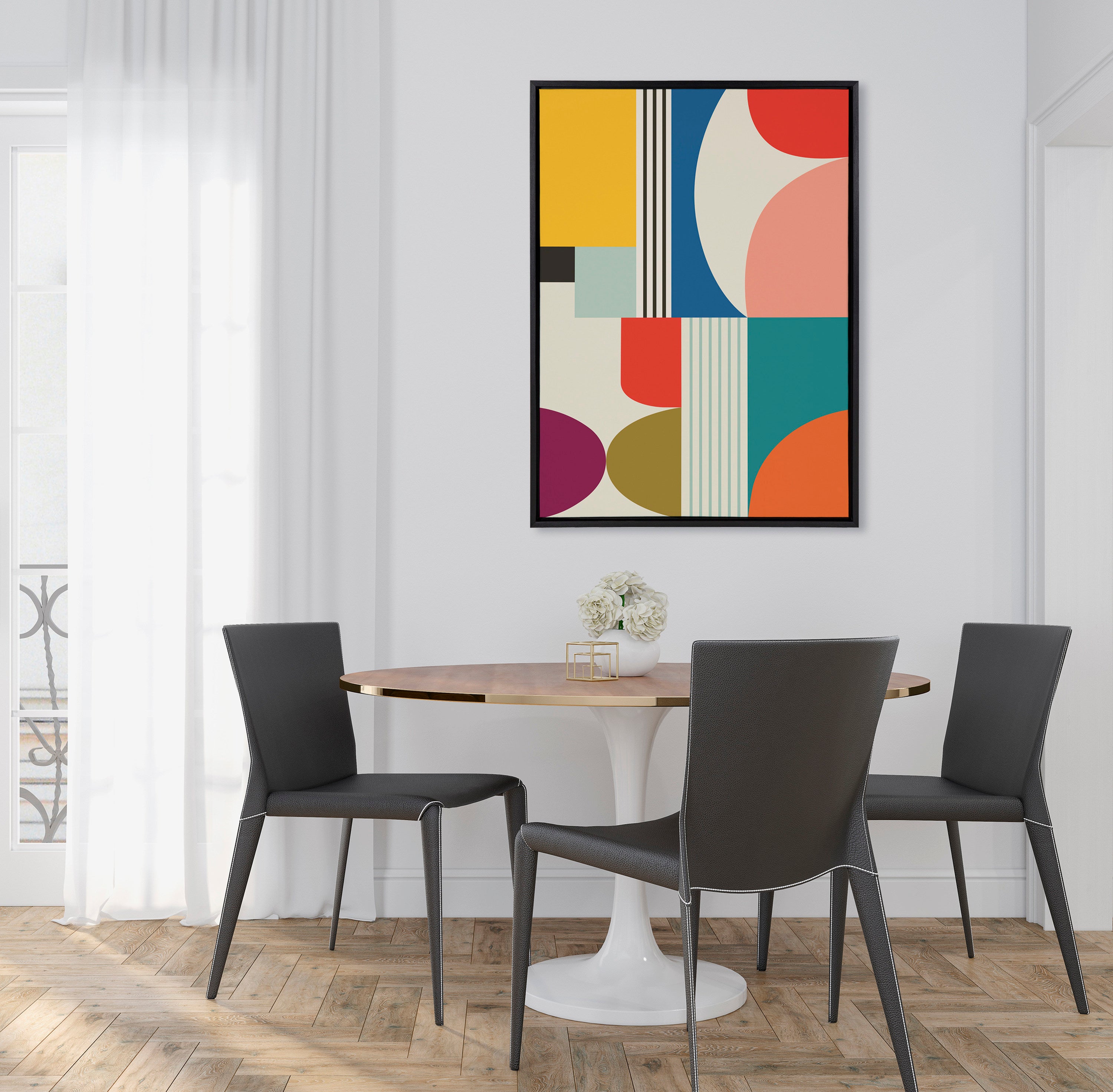Sylvie Mid Century Modern Pattern Framed Canvas by Rachel Lee of My Dream Wall