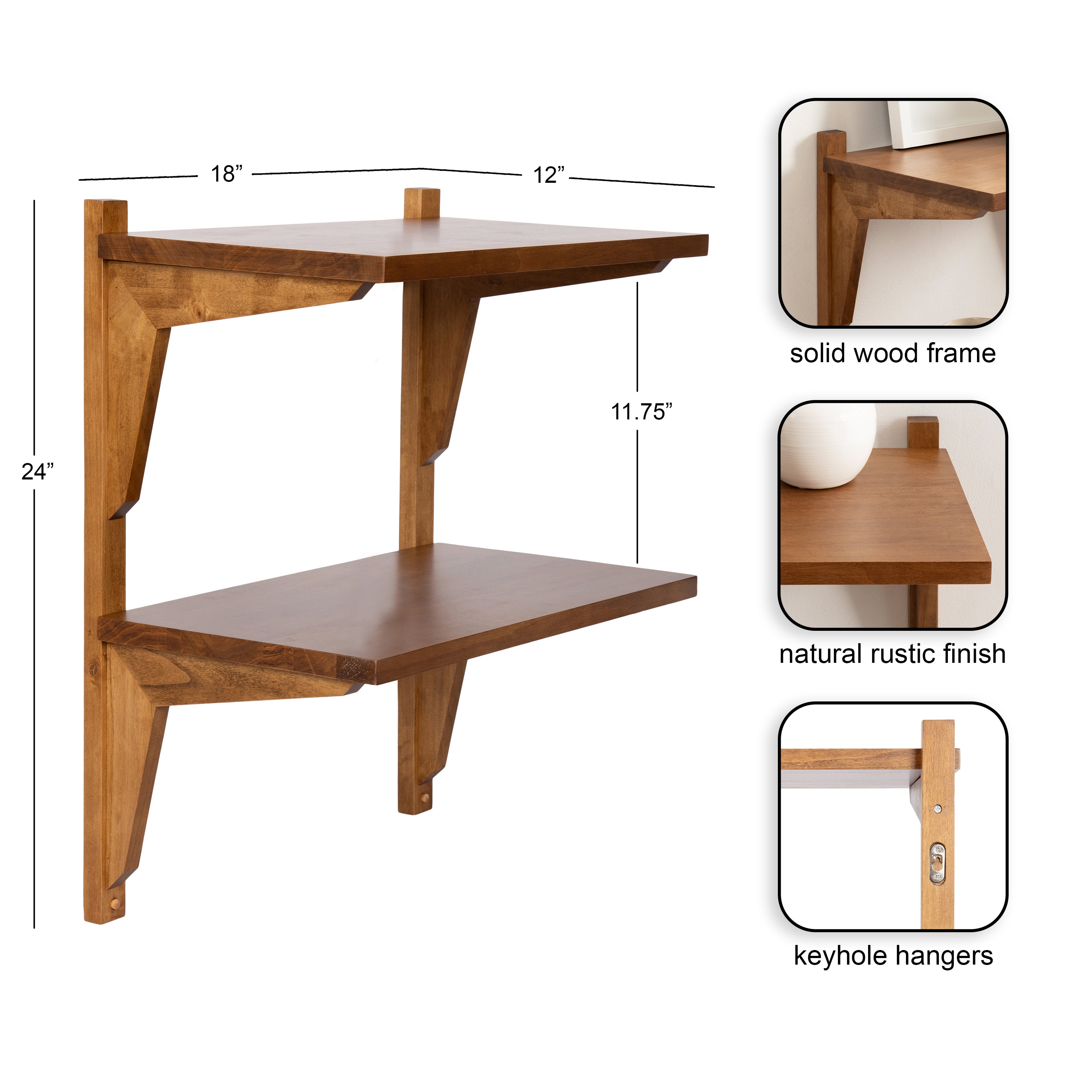 Accent Shelf Rustic Brown 18x12x24 2