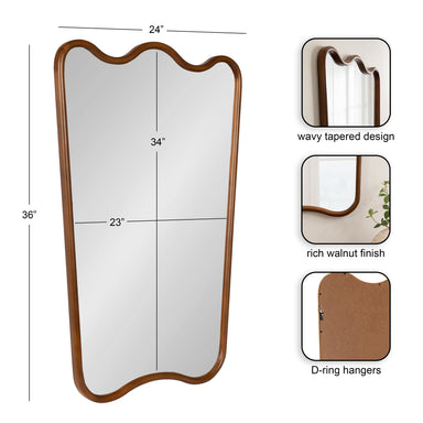 Irregular Mirror Walnut Brown 24x36 2