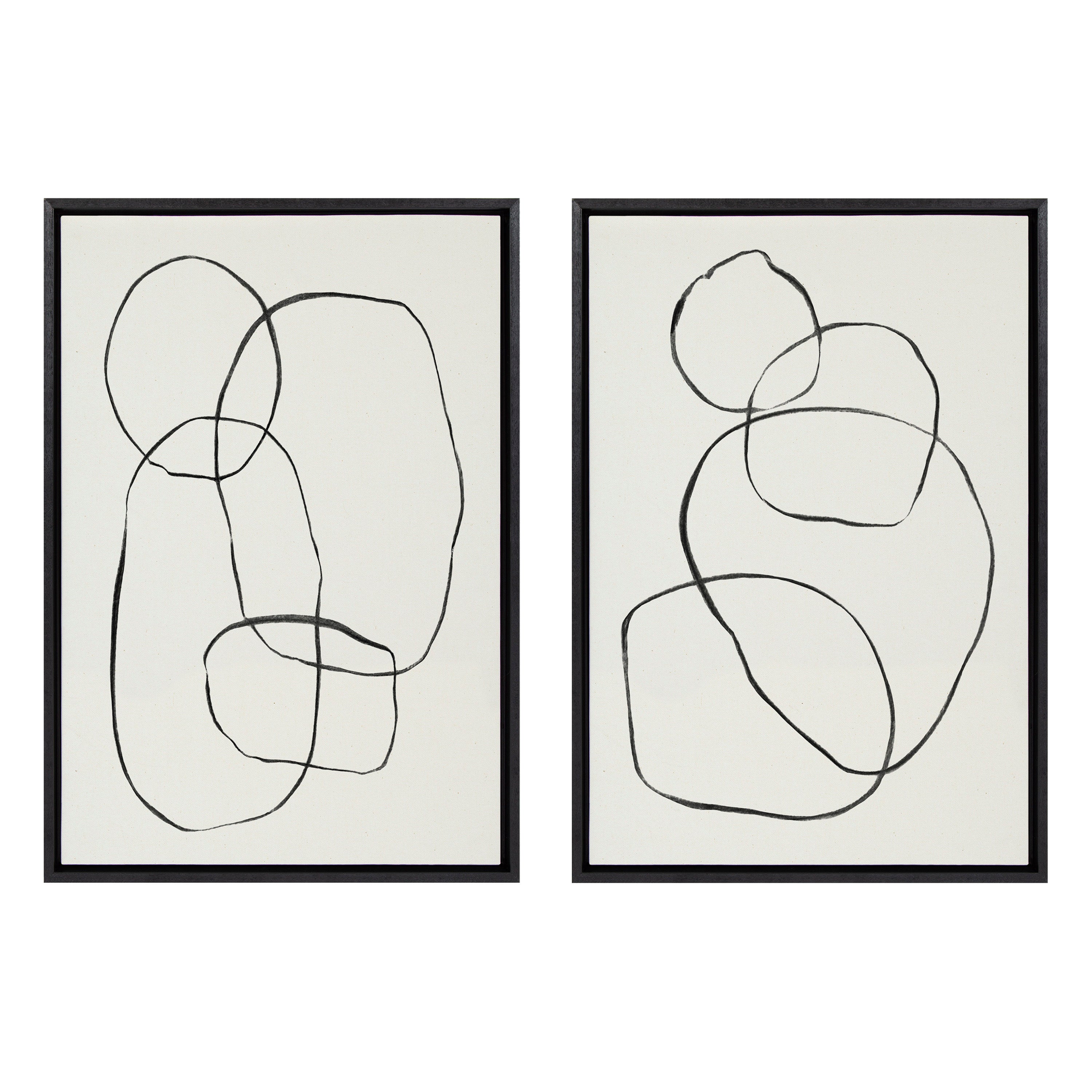 Sylvie Going in Circles Framed Textured Canvas Set by Teju Reval of SnazzyHues