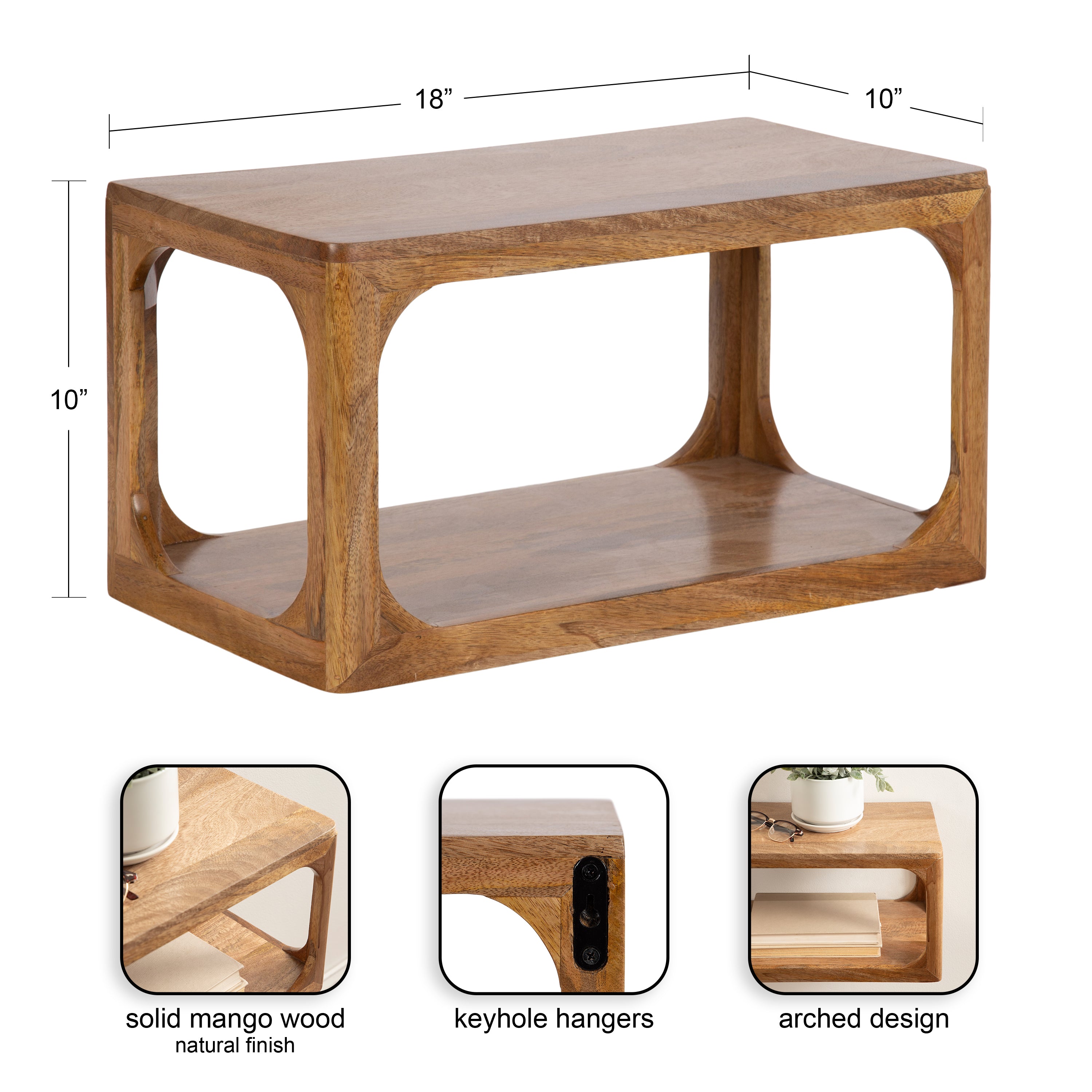 Floating Side Table Natural 18x10x10 2
