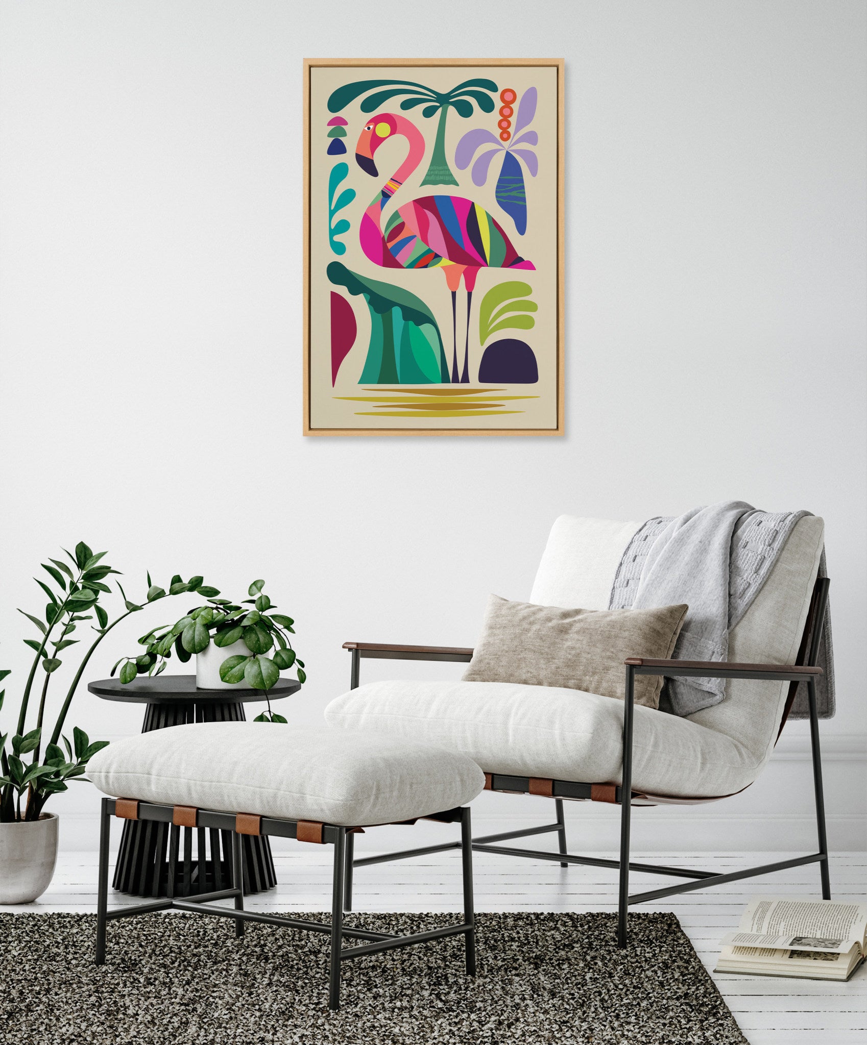 Sylvie MCM Flamingo Framed Canvas by Rachel Lee