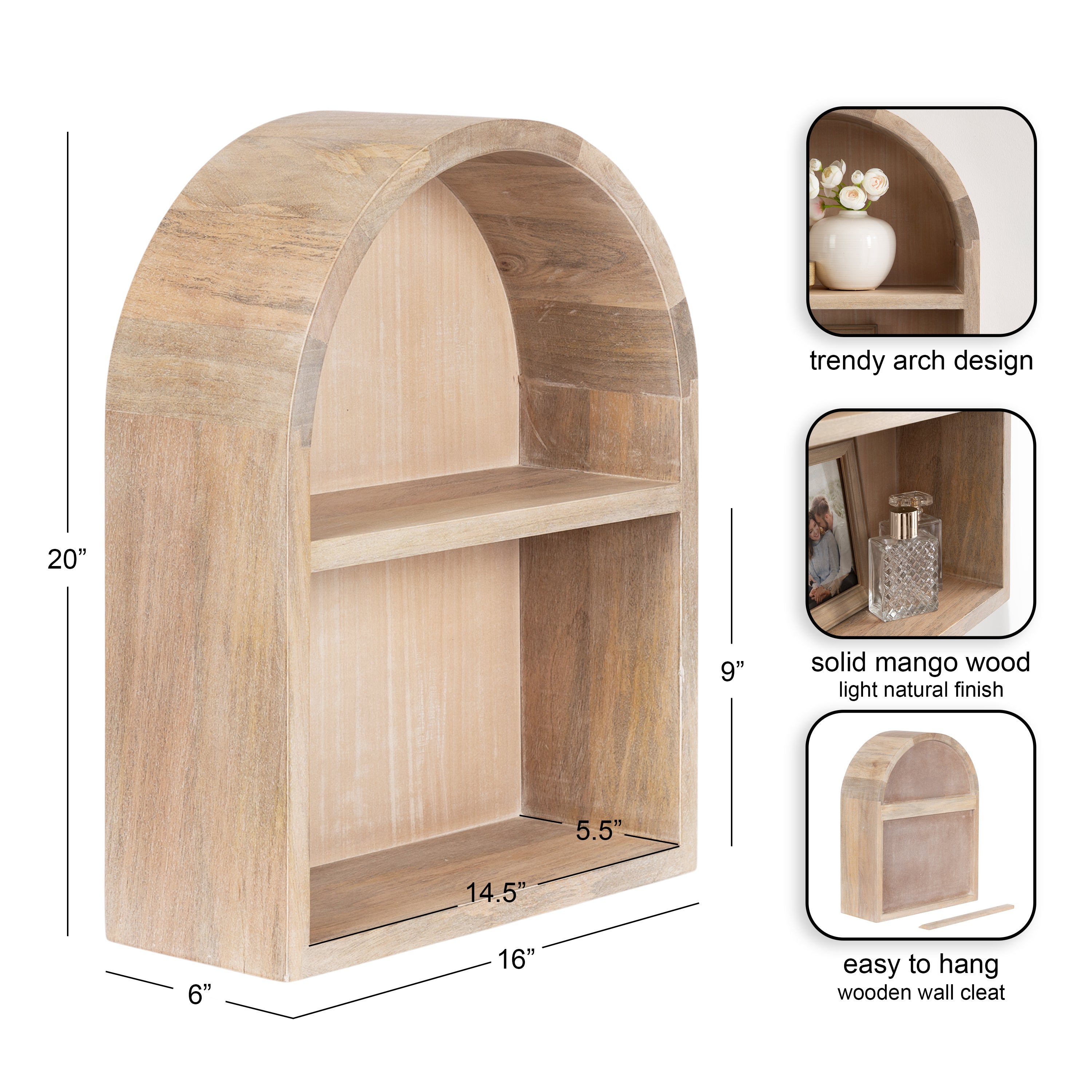 Accent Shelf Natural Beige 16x6x20 2