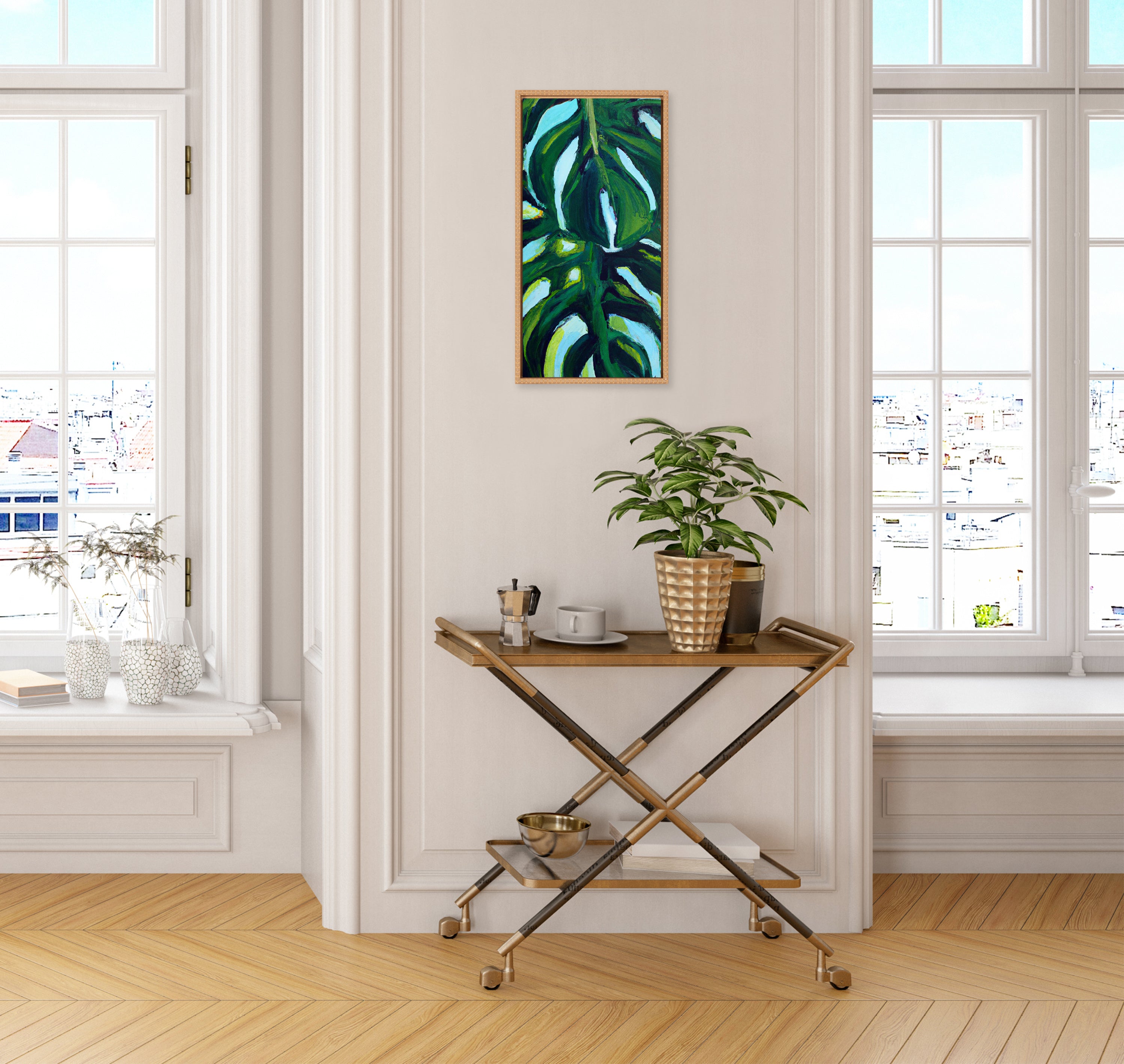 Framed Canvas 14x26.5 Sylvie Beaded Rustic Natural 5