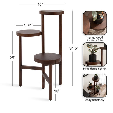Plant Stand Dark Brown 16x16x35 2