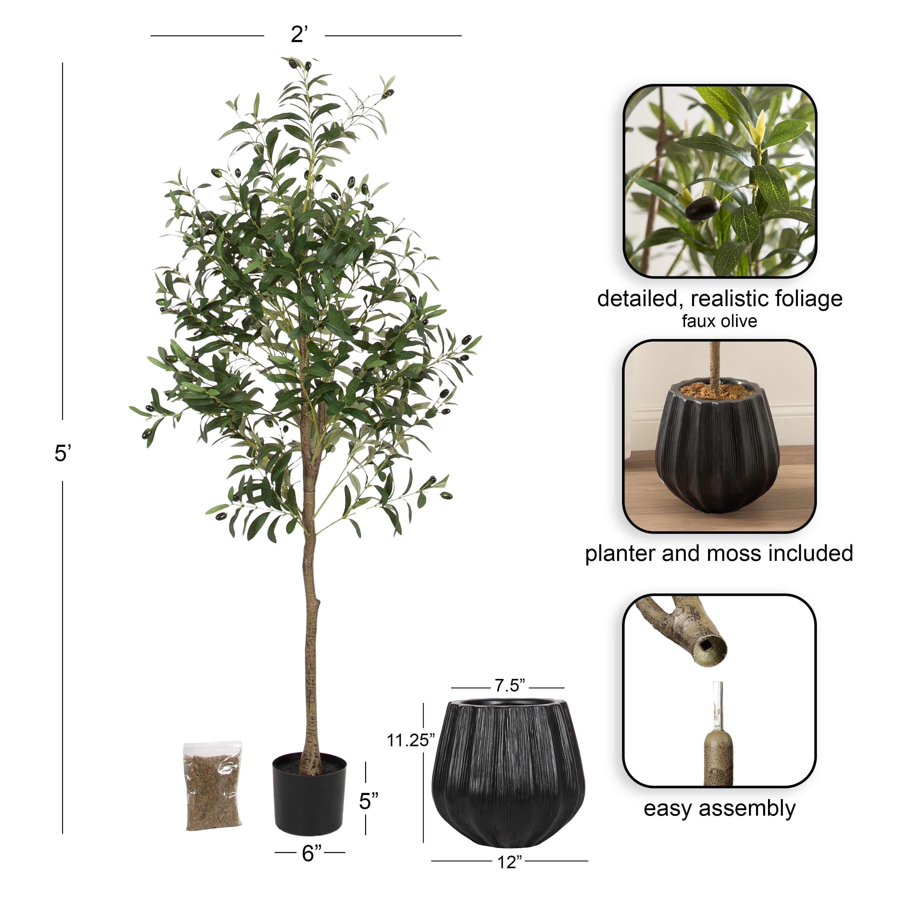 Faux Tree 5' Black 2