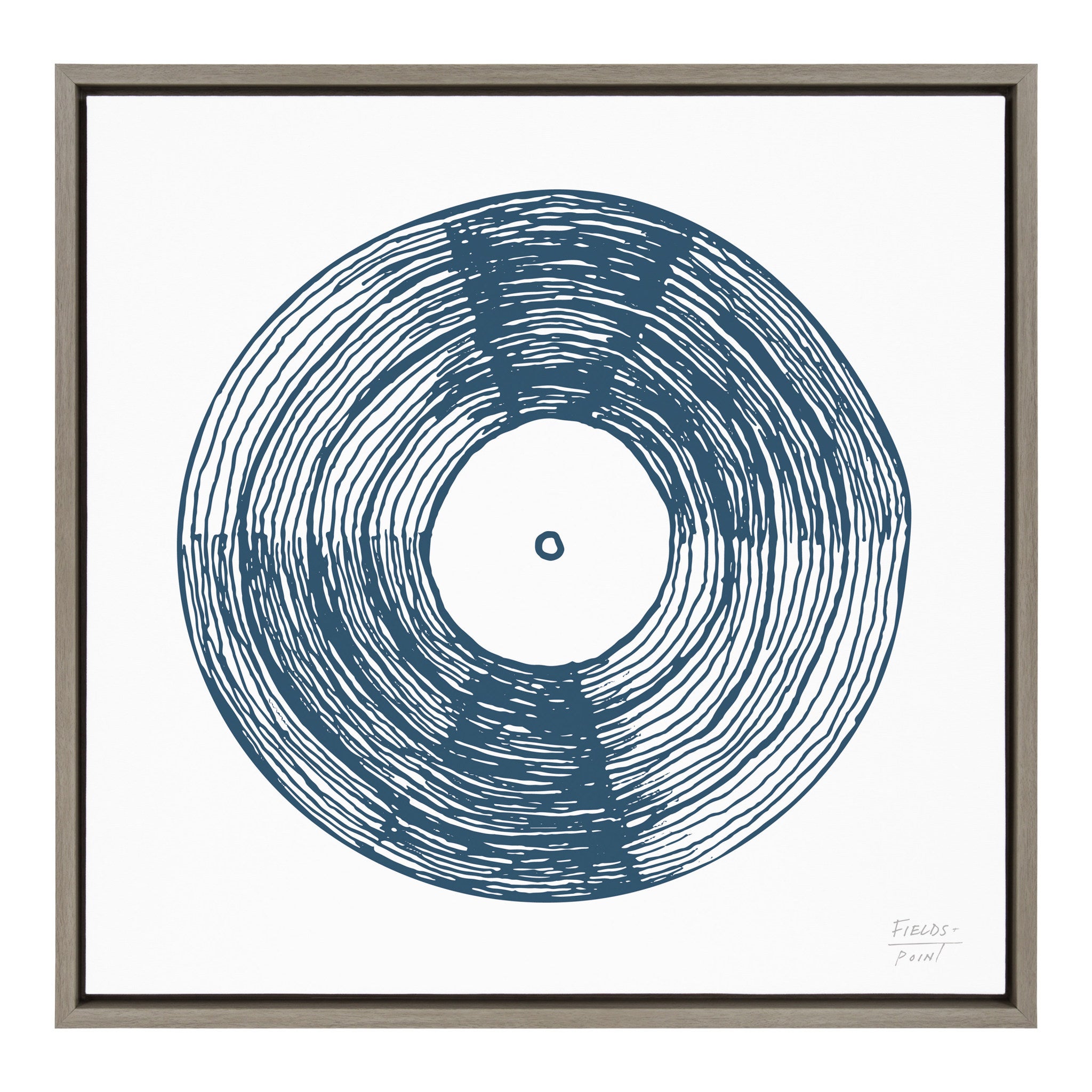 Sylvie Record Blue Framed Canvas by Statement Goods